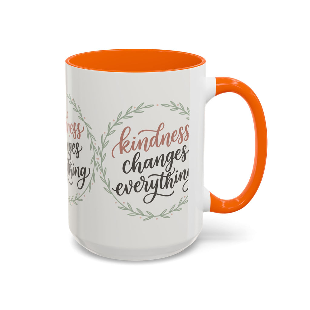 Kindness Changes Everything Accent Coffee Mug | Inspirational Ceramic Mug | Faith Freedom Creations