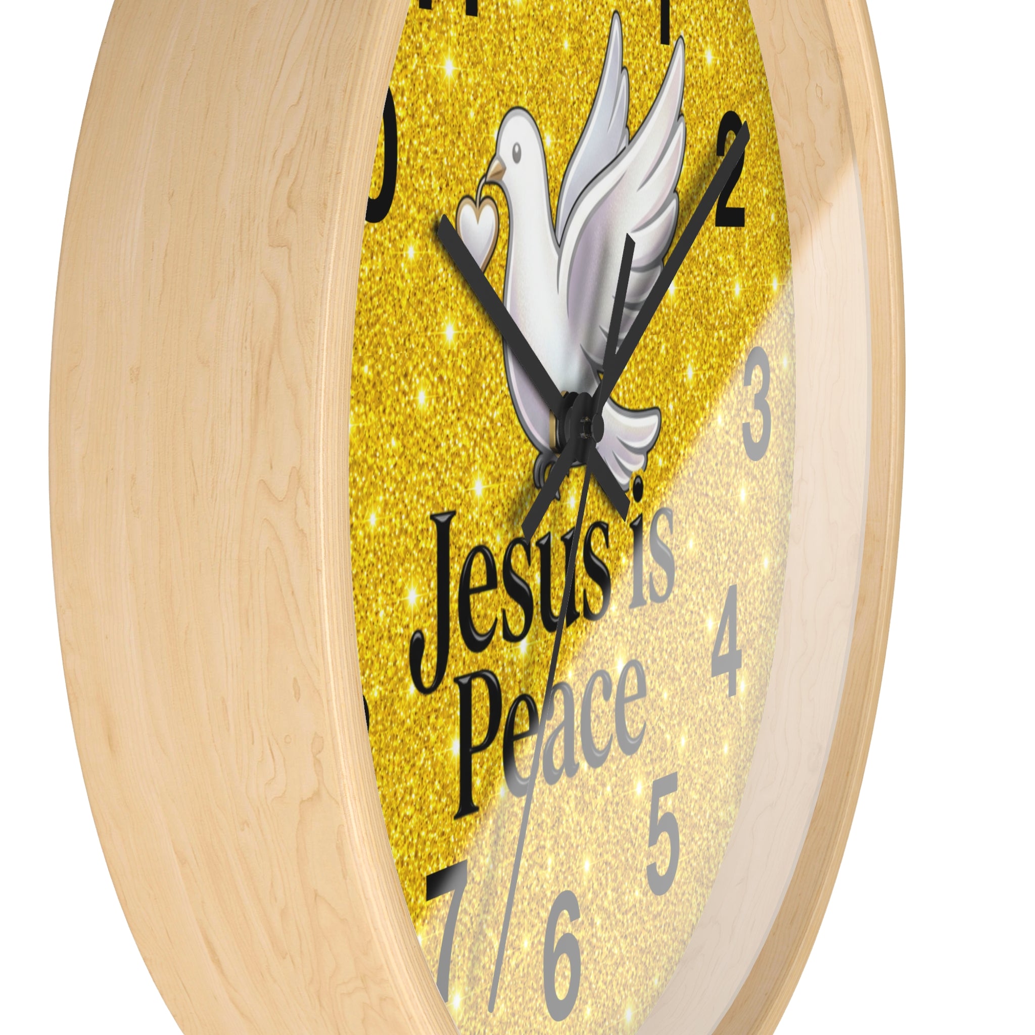 Jesus Is Peace Wall Clock | White Dove Christian Wall Decor | Silent Faith Clock
