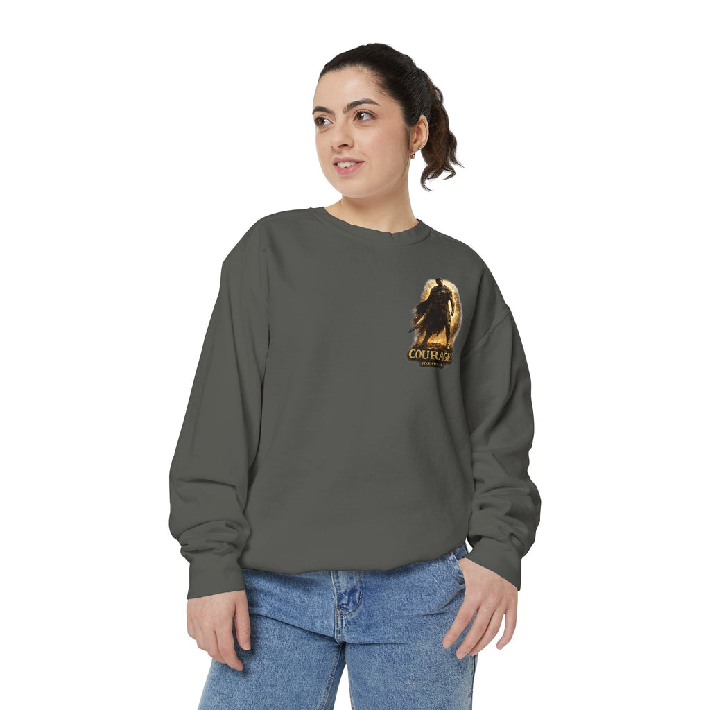 Joshua Courage Sweatshirt | Be Strong and Courageous Christian Crewneck | Inspirational Faith Apparel