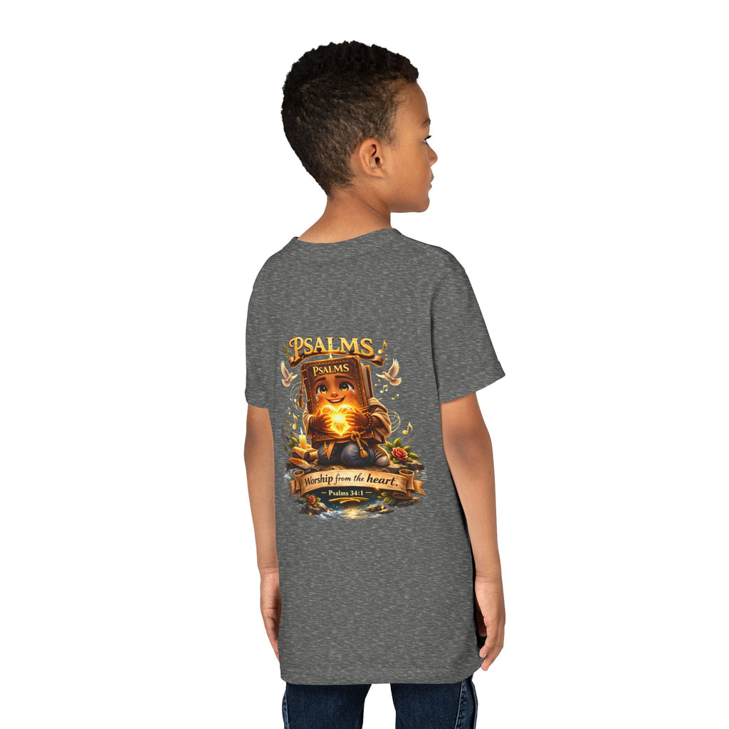 Praise Him Psalms 34:1 Youth T-Shirt | Christian Kids Faith Tee | Inspirational Youth Apparel