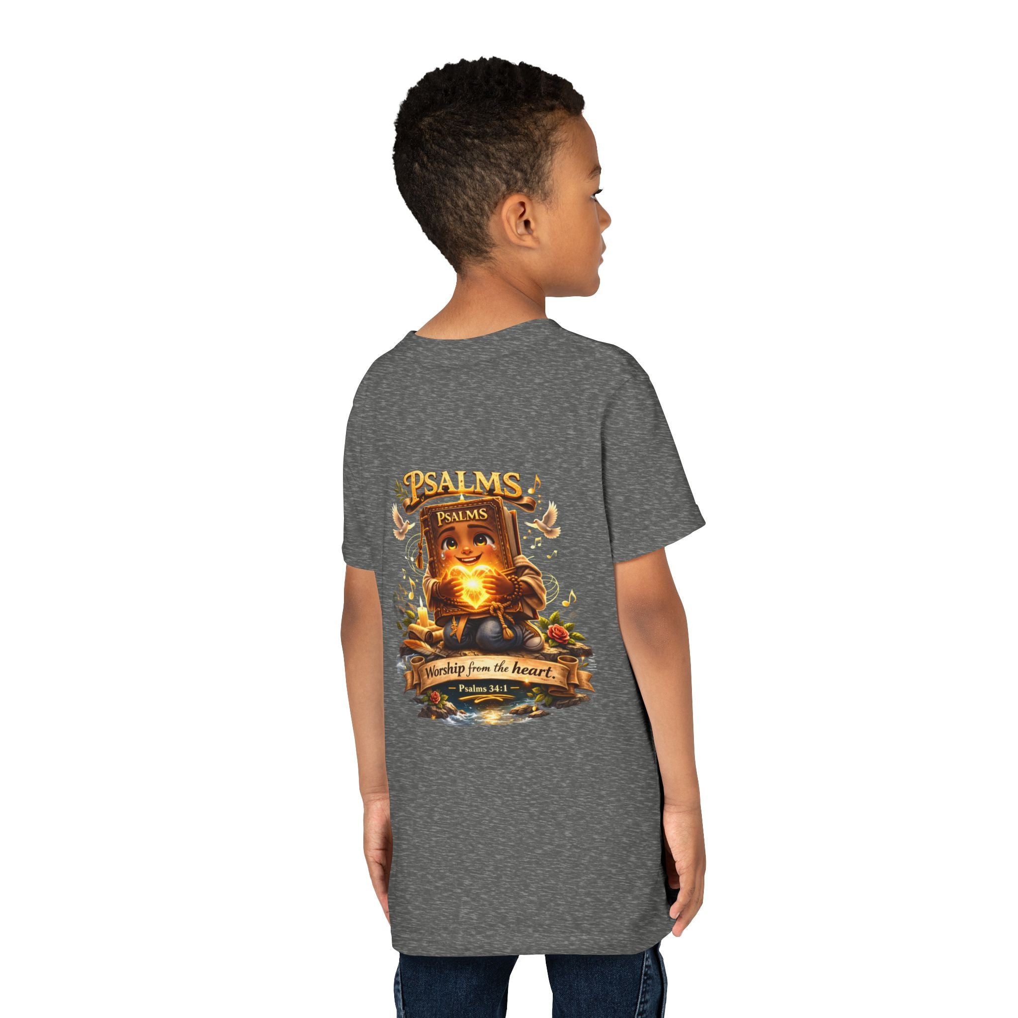 Praise Him Psalms 34:1 Youth T-Shirt | Christian Kids Faith Tee | Inspirational Youth Apparel