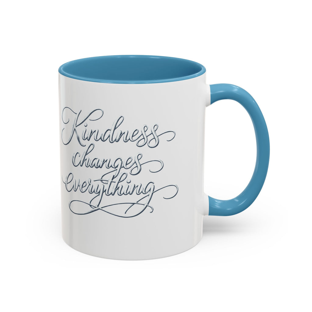 Silver-Kindness Changes Everything Accent Coffee Mug | Inspirational Ceramic Mug | Faith Freedom Creations