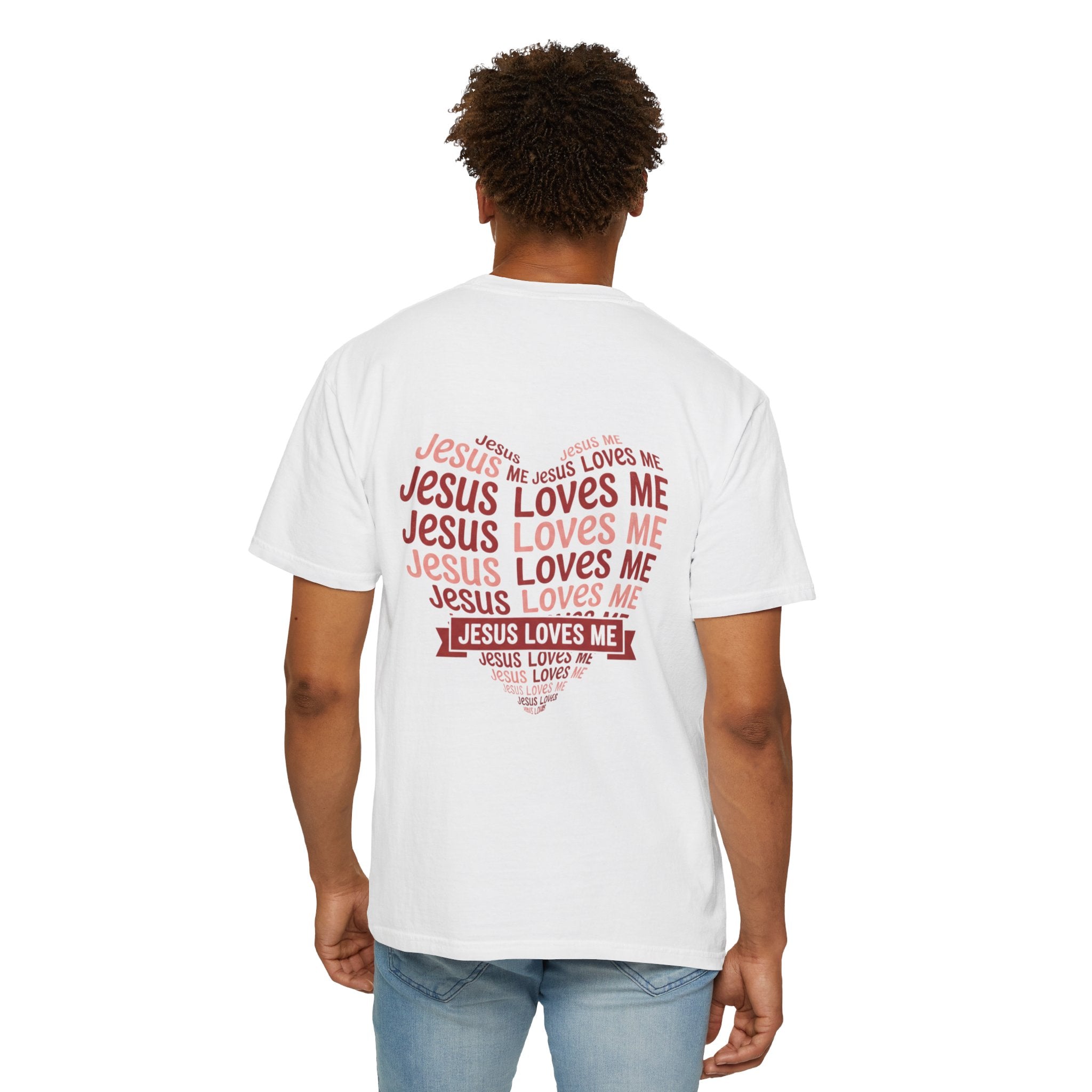 Jesus Loves Me Heart Garment-Dyed T-Shirt – Christian Faith Tee | Vintage Style Inspirational Shirt