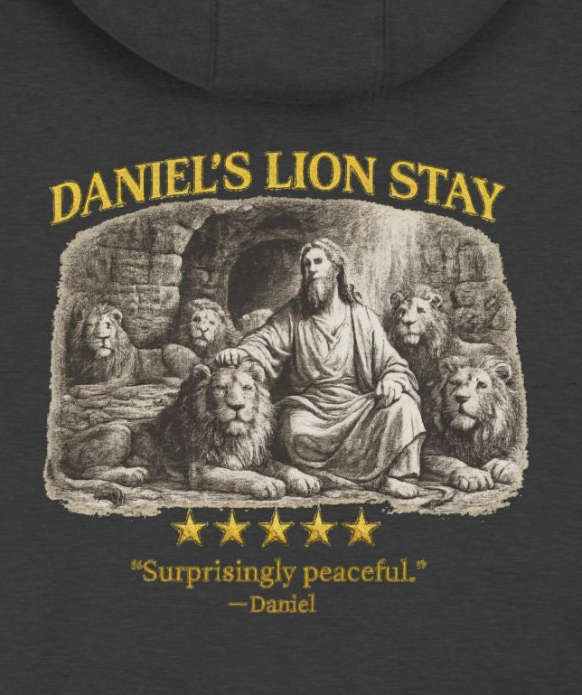 Daniel – Zip-Up Hoodie | “Lion Den Review” Graphic – Five-Star Faith Series