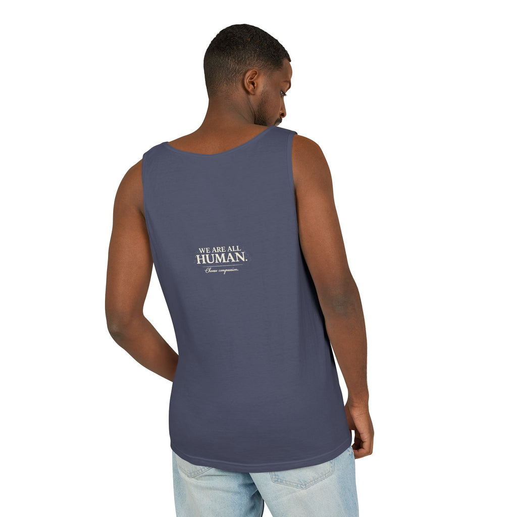 “Every Heart Beats the Same” Vintage Surf Tank Top – Garment-Dyed Coastal Unity Tank