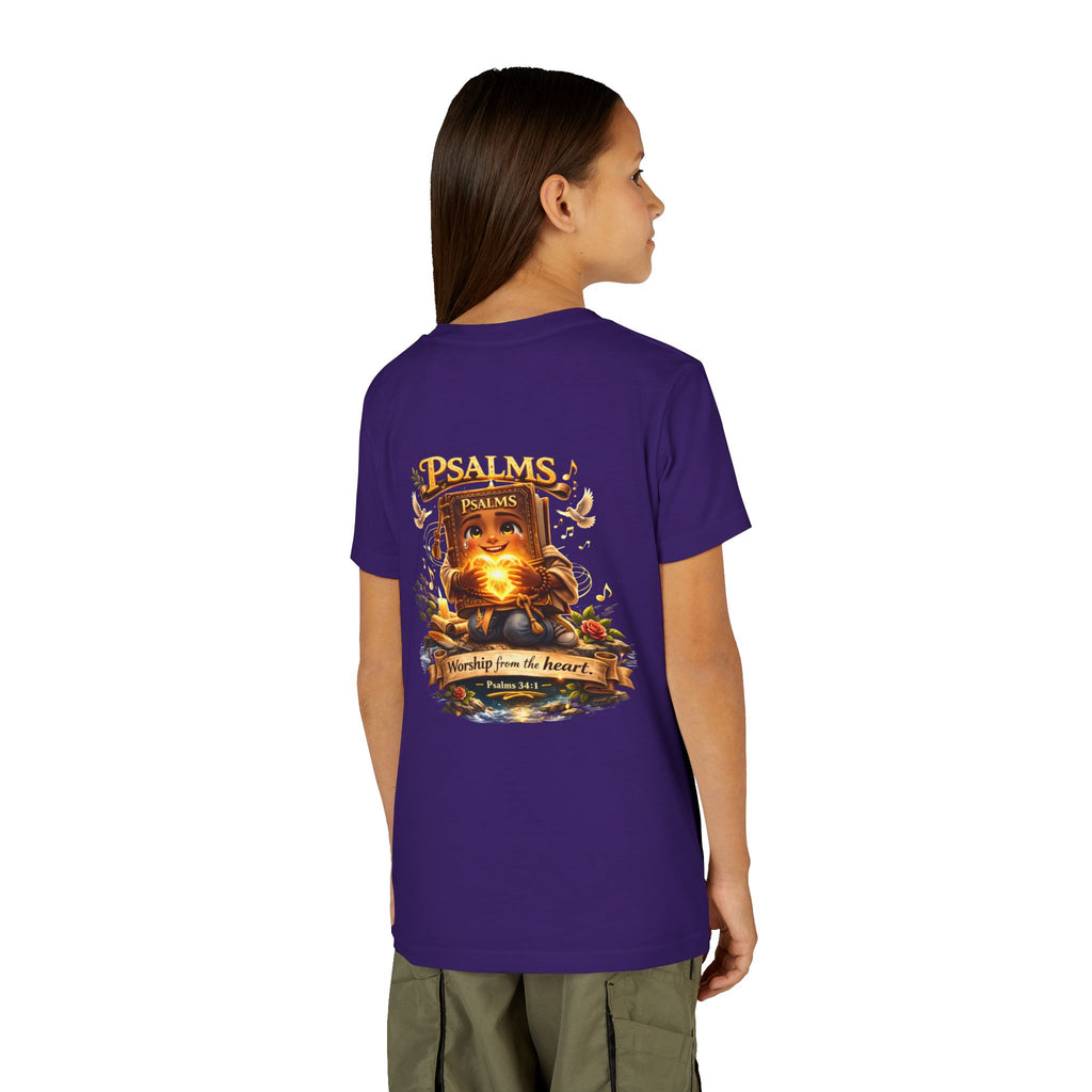 Praise Him Psalms 34:1 Youth T-Shirt | Christian Kids Faith Tee | Inspirational Youth Apparel