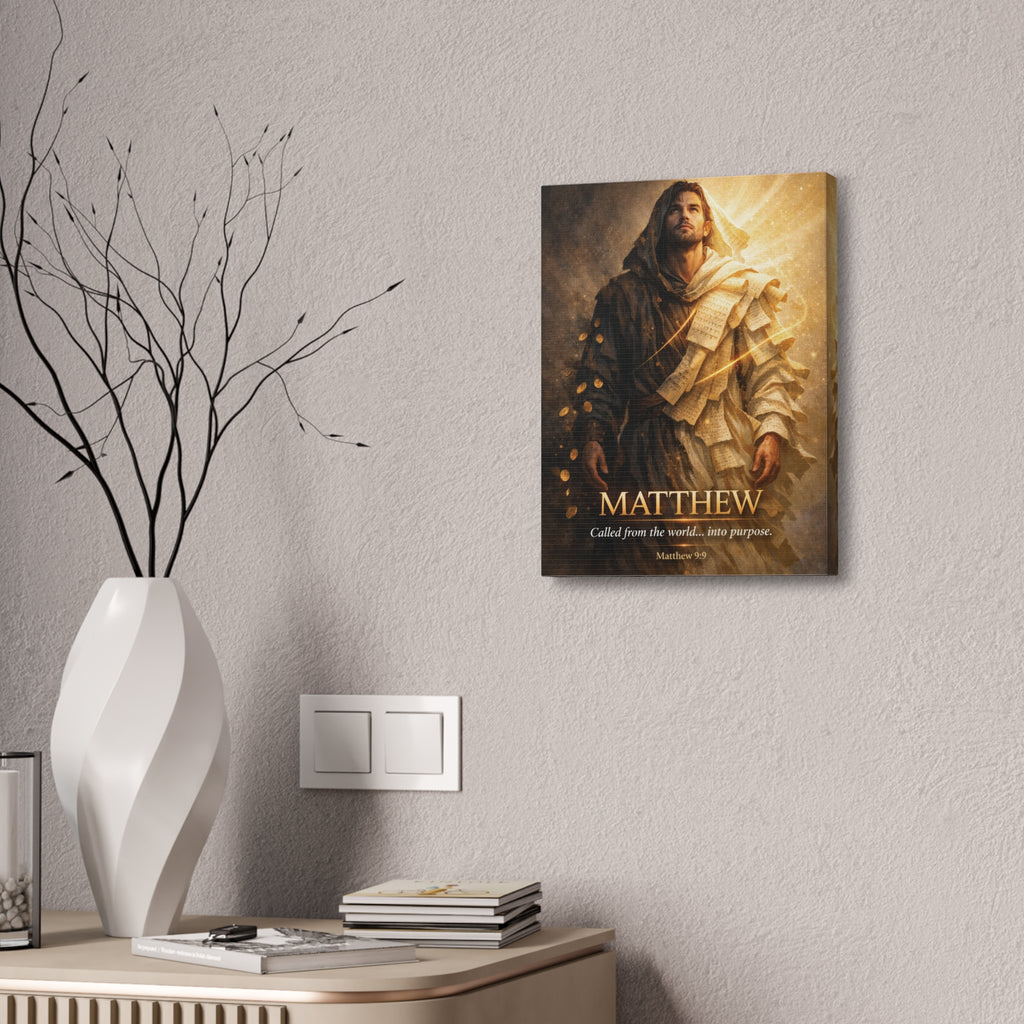 Matthew Bible Canvas Wall Art – “Called from the World… Into Purpose” Christian Scripture Canvas