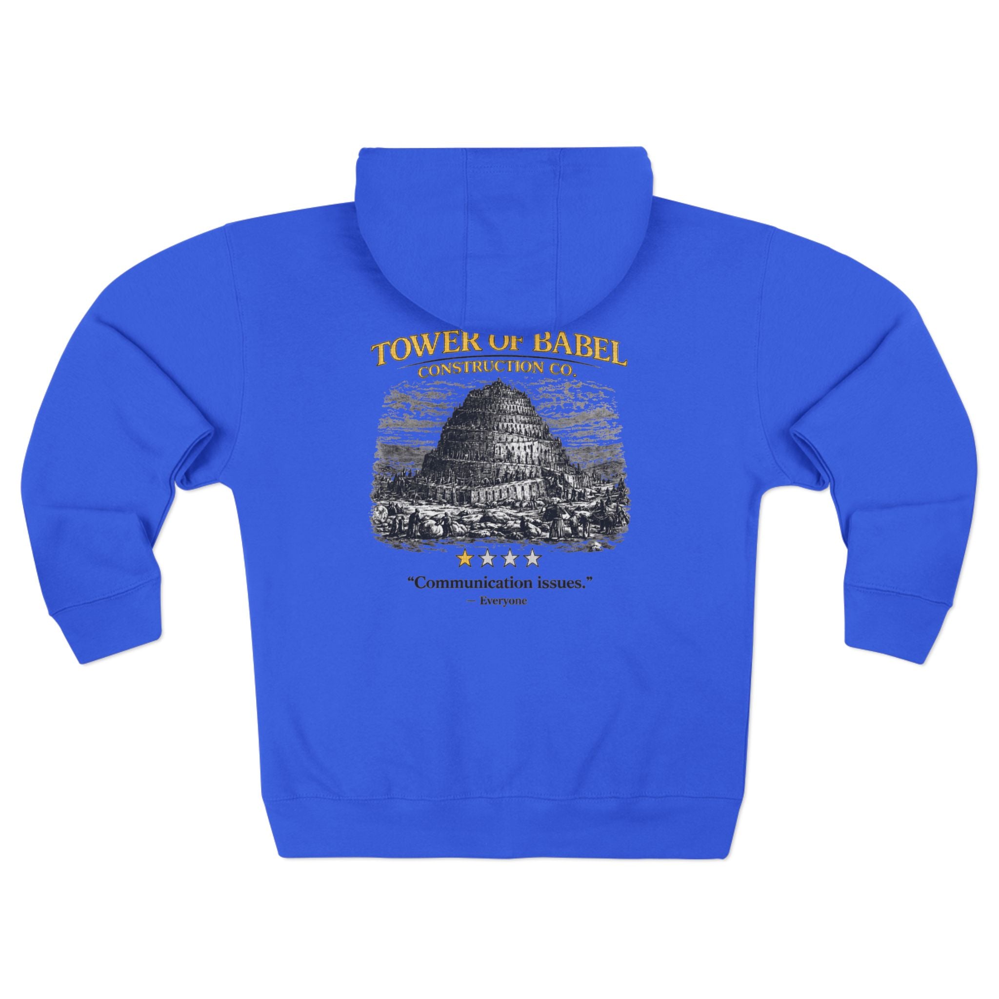 Tower of Babel Zip Hoodie - Vintage Biblical Communication Issues Graphic
