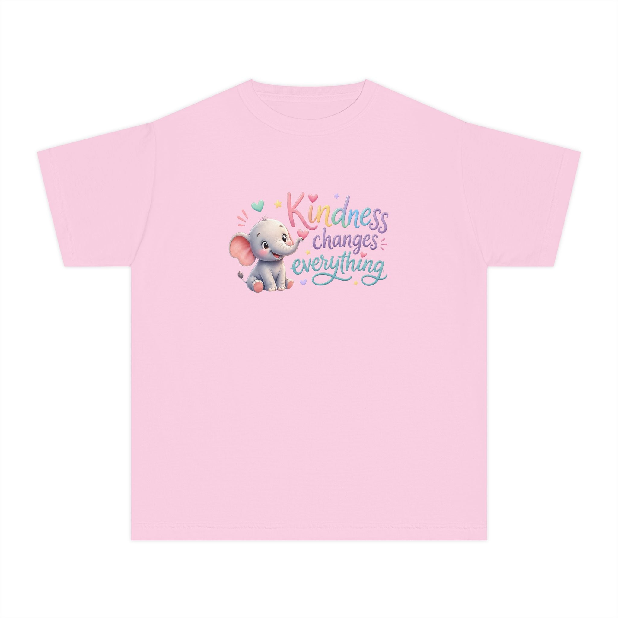 Youth Kindness Changes Everything Tee | Cute Elephant Kids Shirt | Inspirational Children’s Graphic T-Shirt