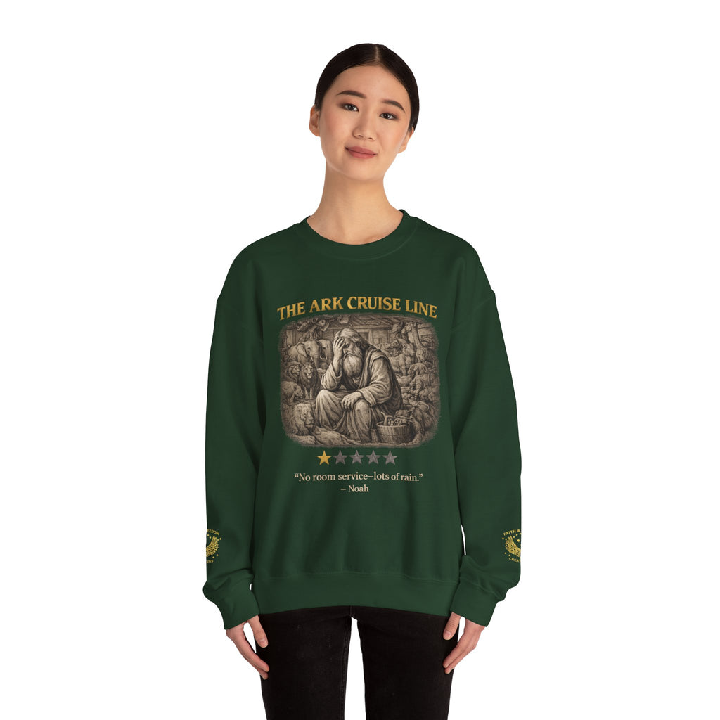 Noah – Crewneck Sweatshirt | “Ark Cruise Liner” Vintage Illustration – Five-Star Faith Series