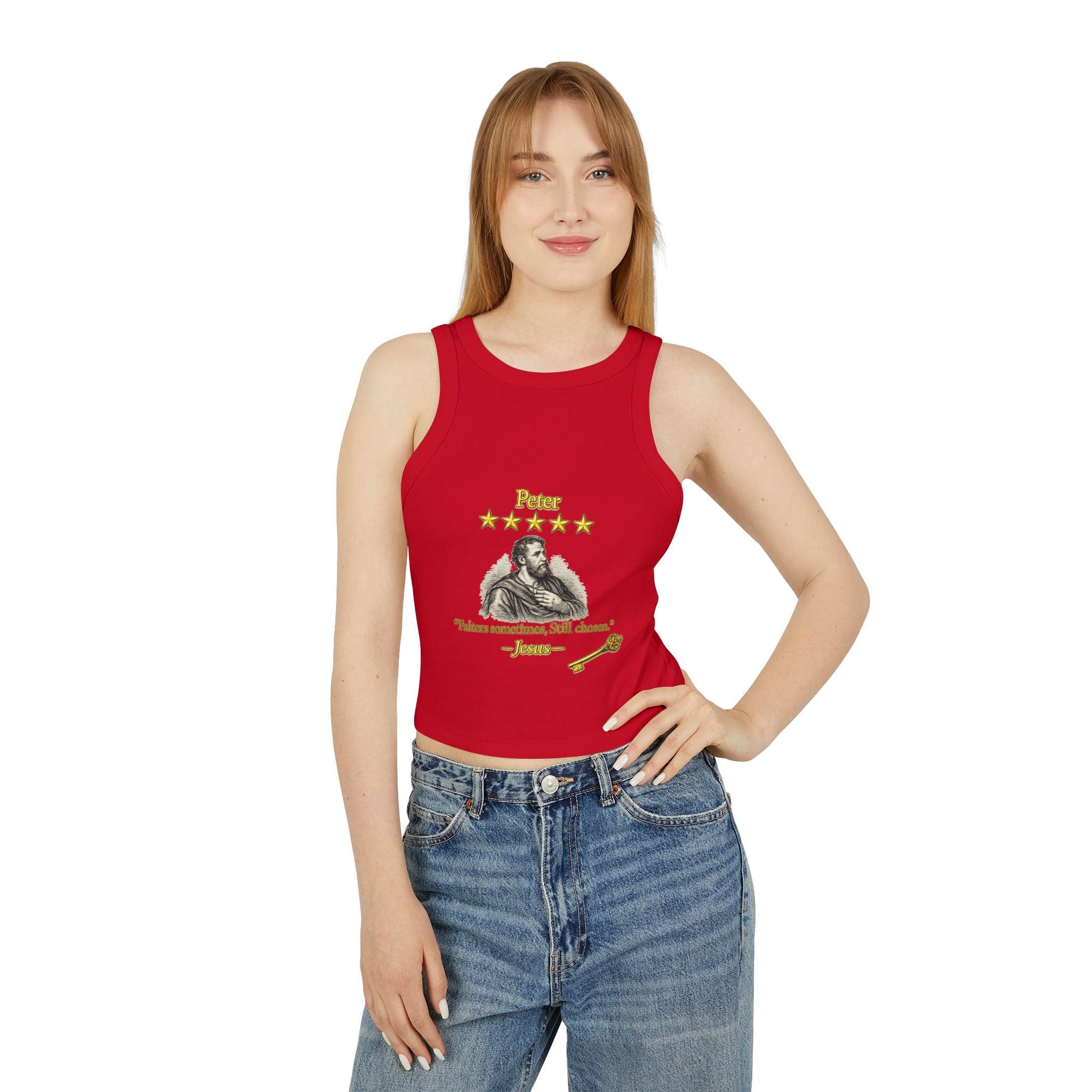 Peter – Racer Tank | “Loving Review by Jesus” 5-Star Graphic – Five-Star Faith Series