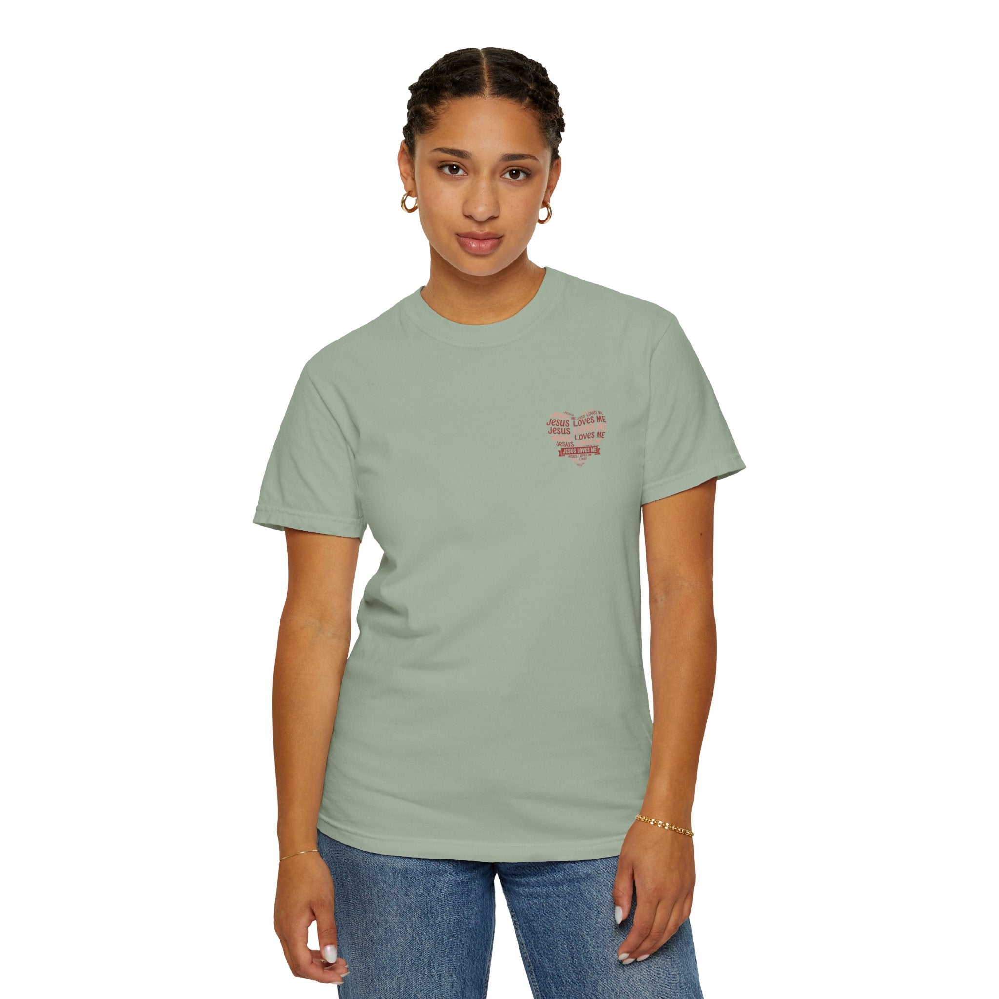Jesus Loves Me Heart Garment-Dyed T-Shirt – Christian Faith Tee | Vintage Style Inspirational Shirt