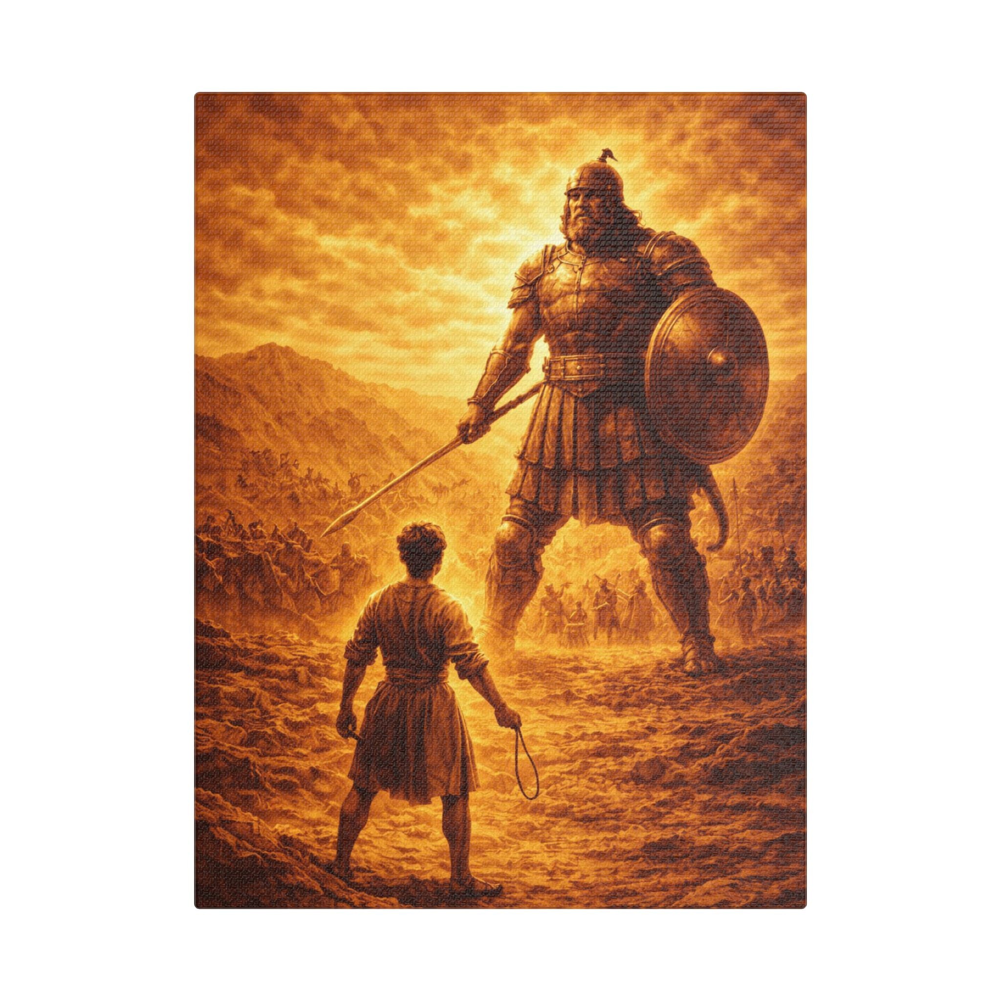 David and Goliath – Religious Biblical Wall Art Canvas Print