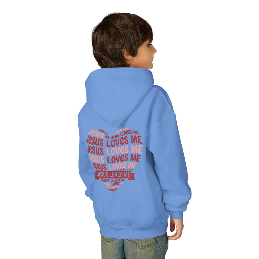 Jesus Loves Me Youth Hoodie – Heart Word Cloud Christian Kids Sweatshirt | Faith Inspired Kids Apparel