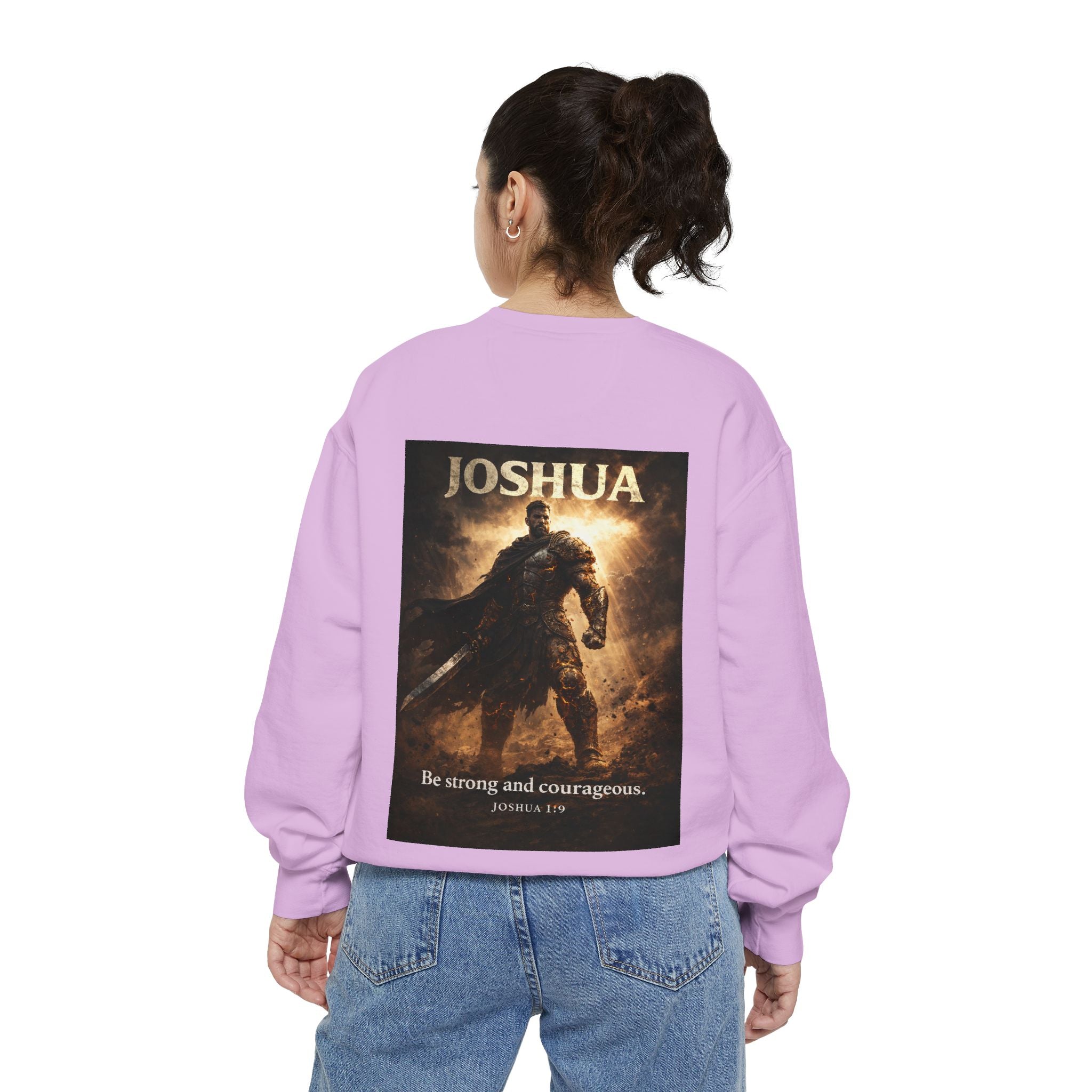 Joshua Courage Sweatshirt | Be Strong and Courageous Christian Crewneck | Inspirational Faith Apparel