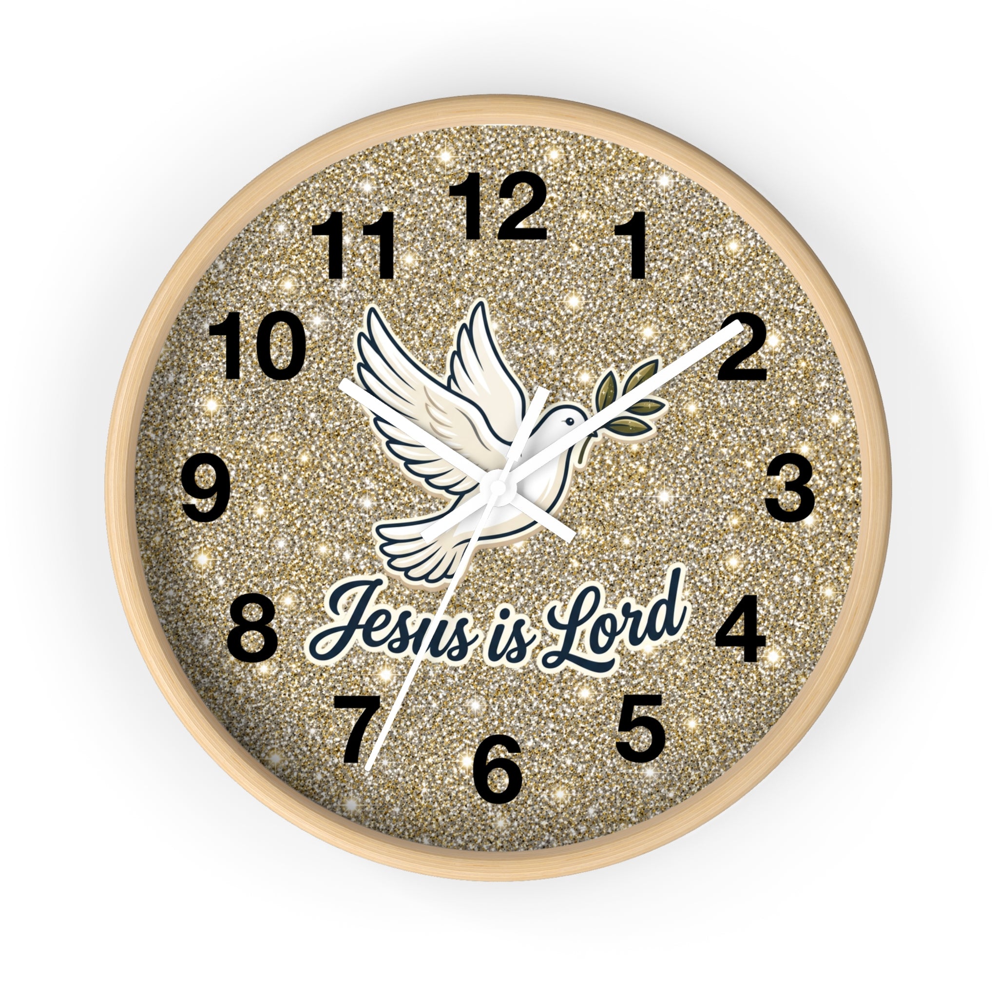 Jesus Is Lord Wall Clock | Dove of Peace Christian Wall Decor | Silent Faith Clock