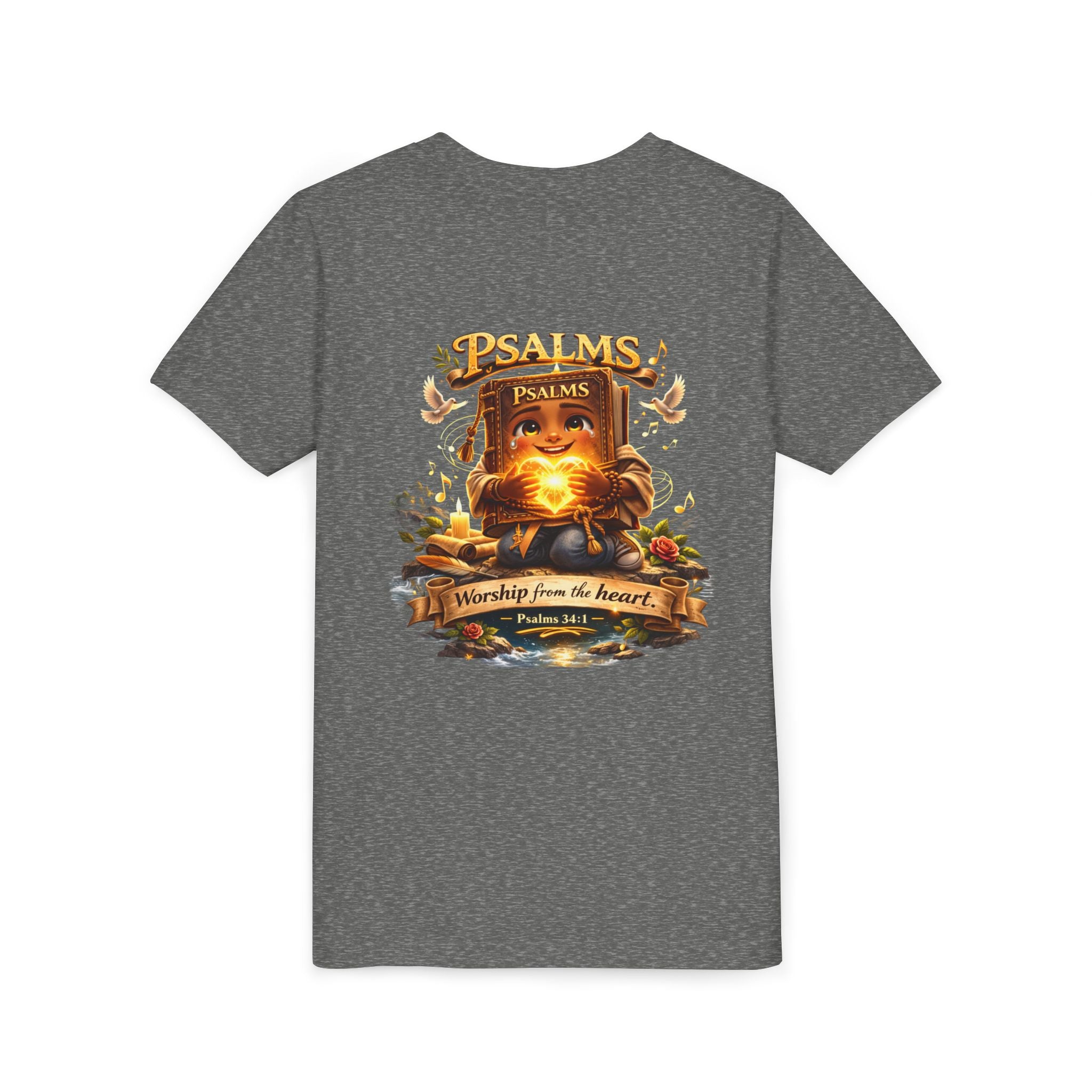 Praise Him Psalms 34:1 Youth T-Shirt | Christian Kids Faith Tee | Inspirational Youth Apparel