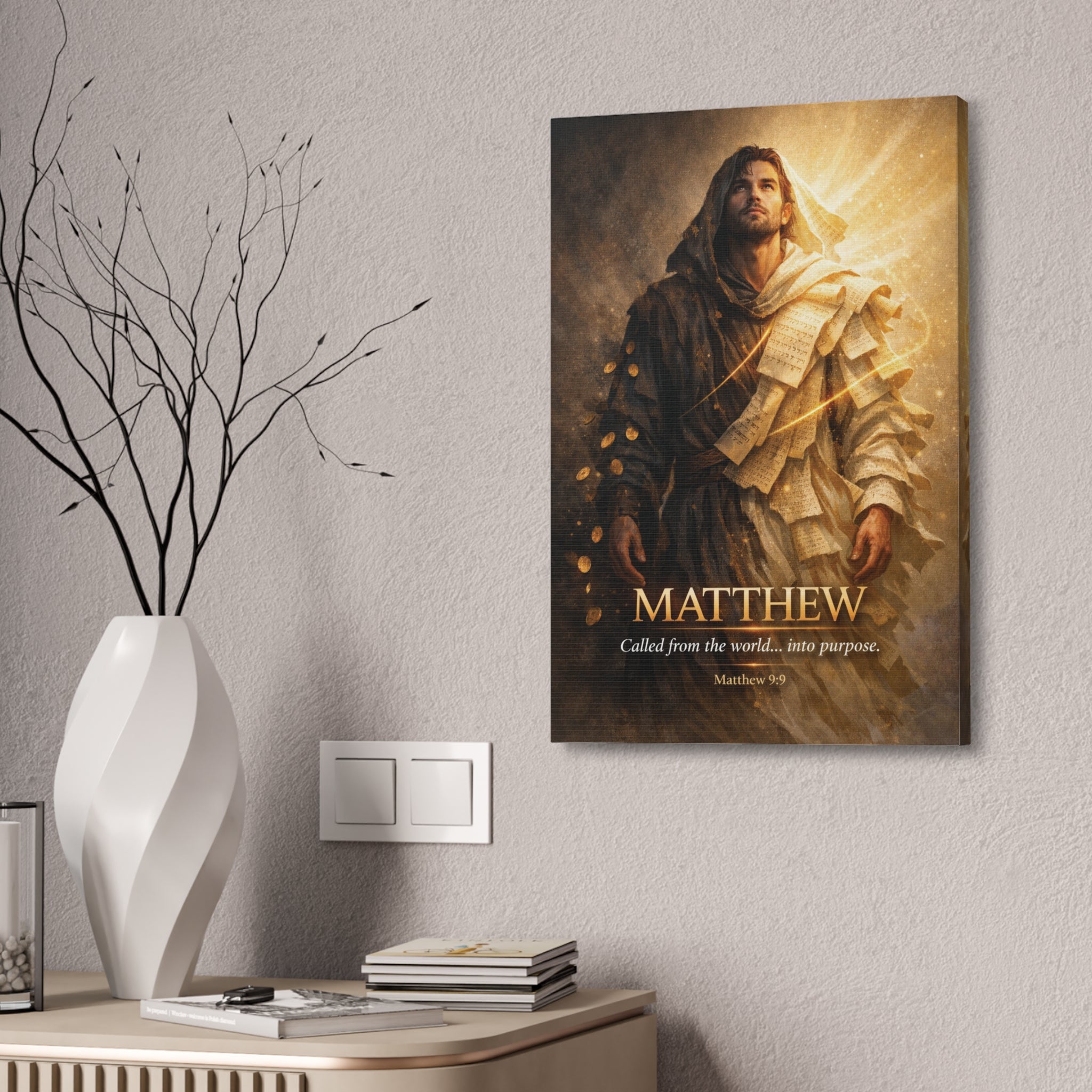 Matthew Bible Canvas Wall Art – “Called from the World… Into Purpose” Christian Scripture Canvas