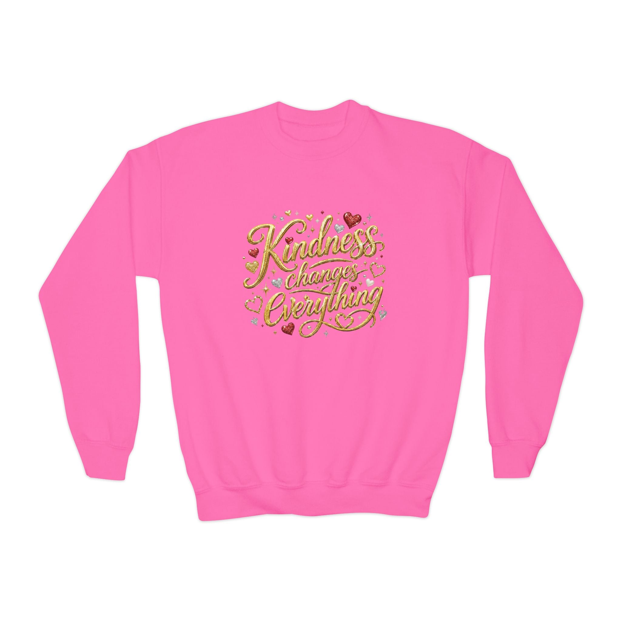 Kindness Changes Everything Youth Crewneck Sweatshirt – Inspirational Kids Pullove