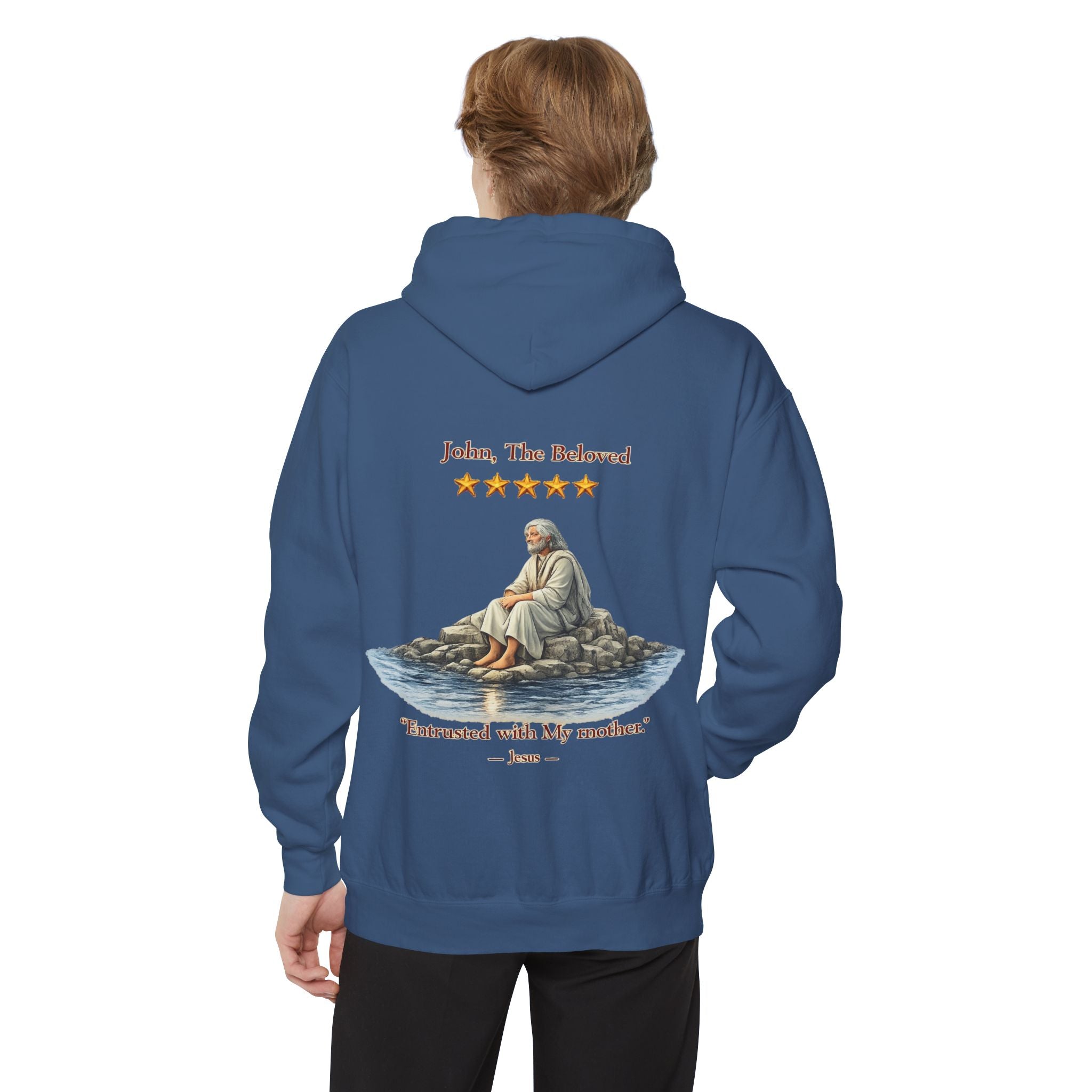 "John The Beloved Review, by Jesus"Hoodie — Illustrated Religious Graphic Pullover-⭐ Five-Star Faith Series⭐
