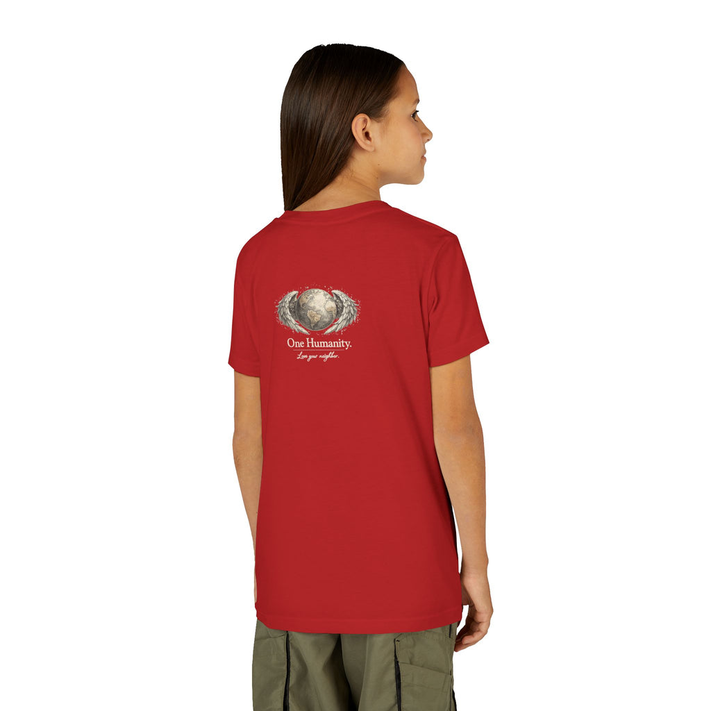 Youth “Quiet Kindness Changes Everything” Tee – Kids Inspirational T-Shirt with Earth & Friends Graphic
