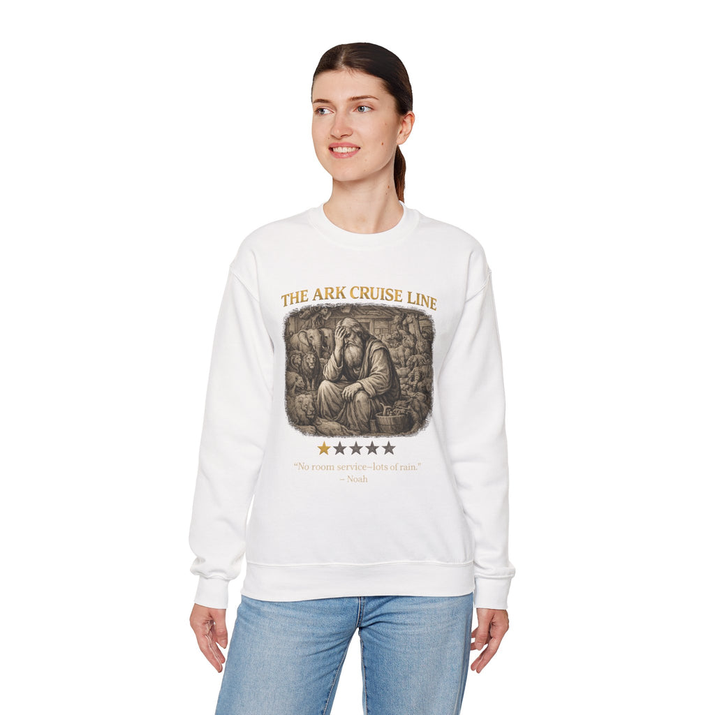 Noah – Crewneck Sweatshirt | “Ark Cruise Liner” Vintage Illustration – Five-Star Faith Series