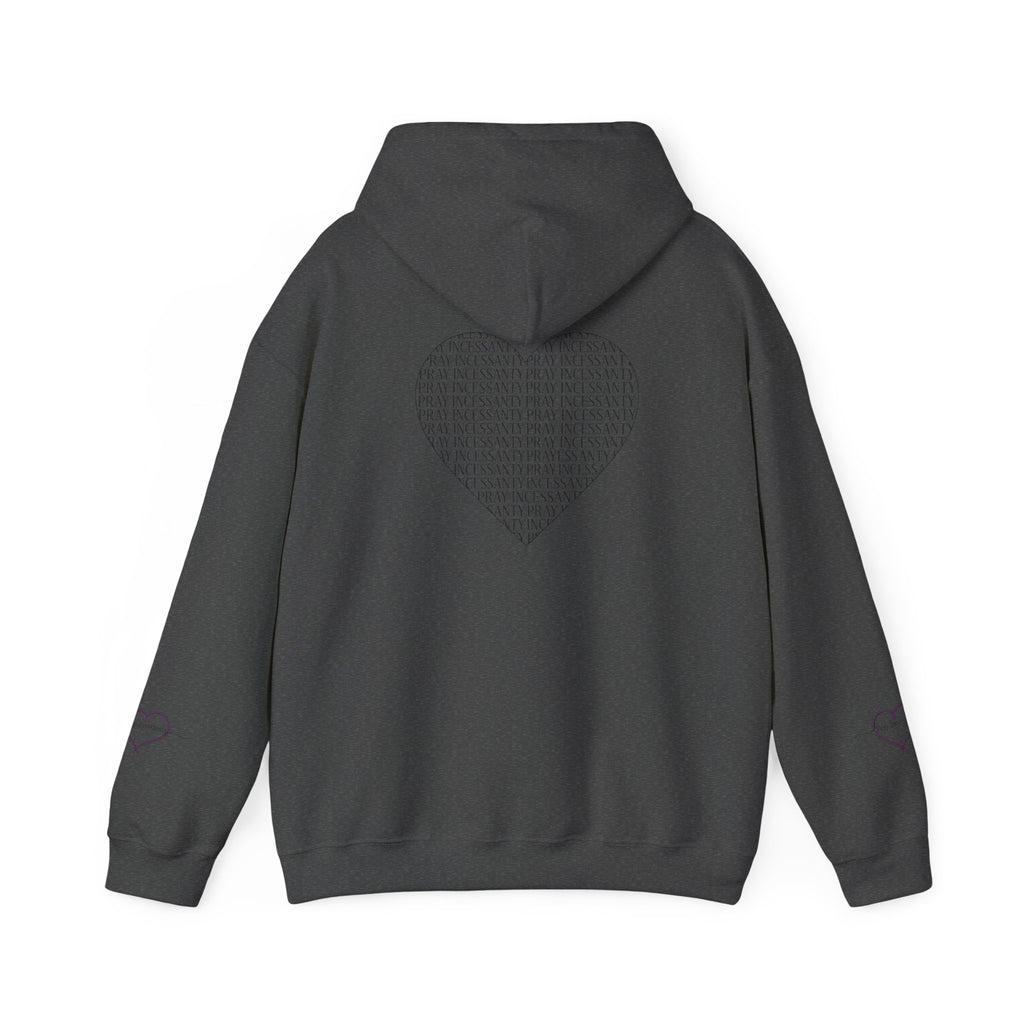 'Pray Incessantly' Heart Script Hoodie — Faith-Inspired Pullover