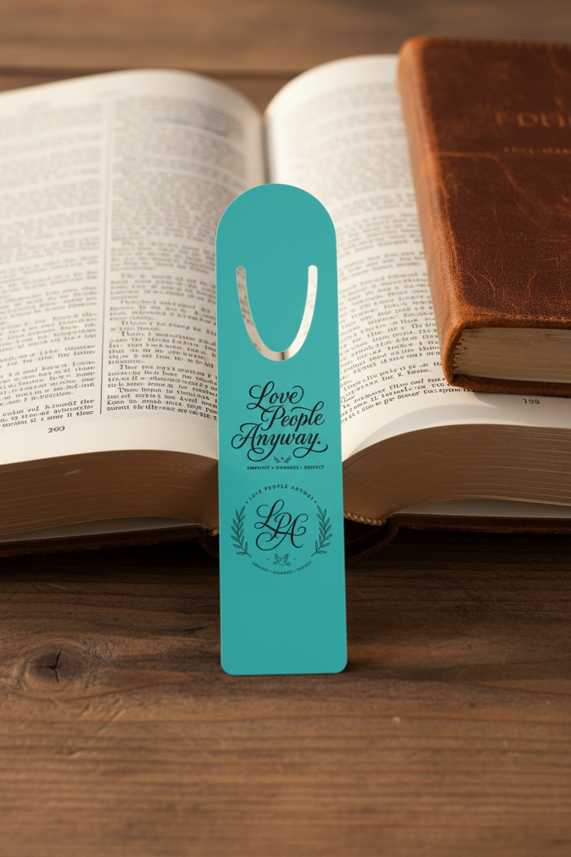 LGA Monogram Metal Bookmark | Love People Anyway Bookmark | Personalized Reading Gift