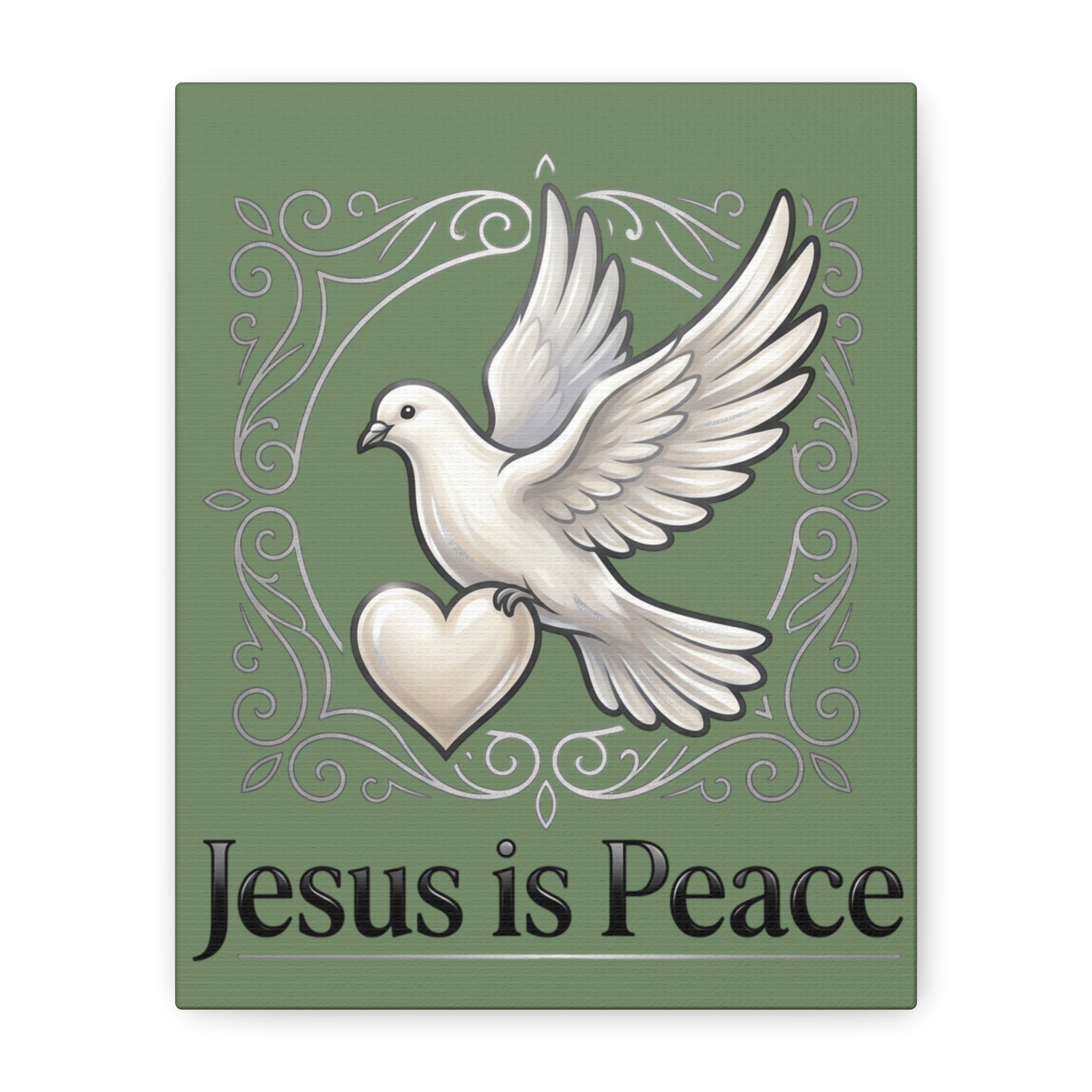 Jesus Is Peace Matte Canvas Wall Art — White Dove Stretched Canvas
