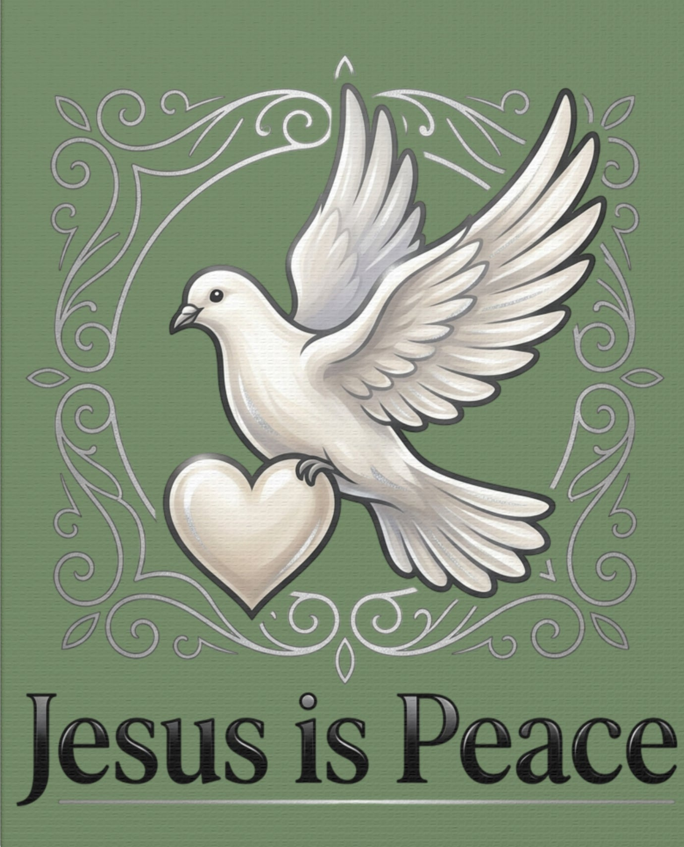 Jesus Is Peace Matte Canvas Wall Art | White Dove Christian Canvas | Inspirational Scripture Wall Decor | Faith Home Decor