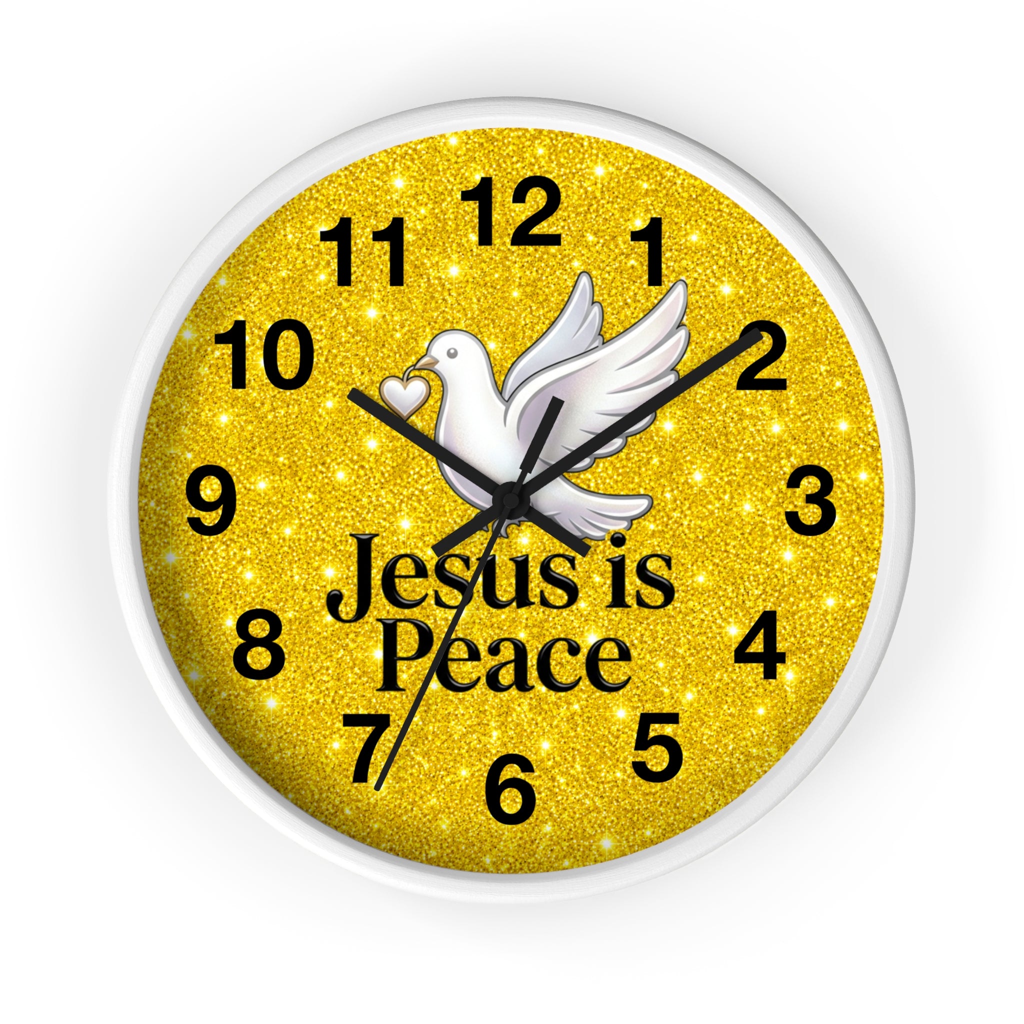 Jesus Is Peace Wall Clock | White Dove Christian Wall Decor | Silent Faith Clock