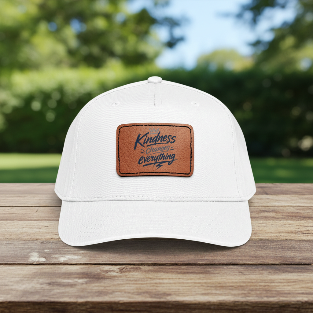 Kindness Changes Everything Leather Patch Hat | Inspirational Baseball Cap | Vintage Style Faith Apparel