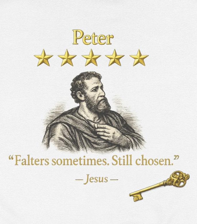 Peter – Hoodie | “Fallen Sometimes. Still Chosen.” Faith Graphic – Five-Star Faith Series