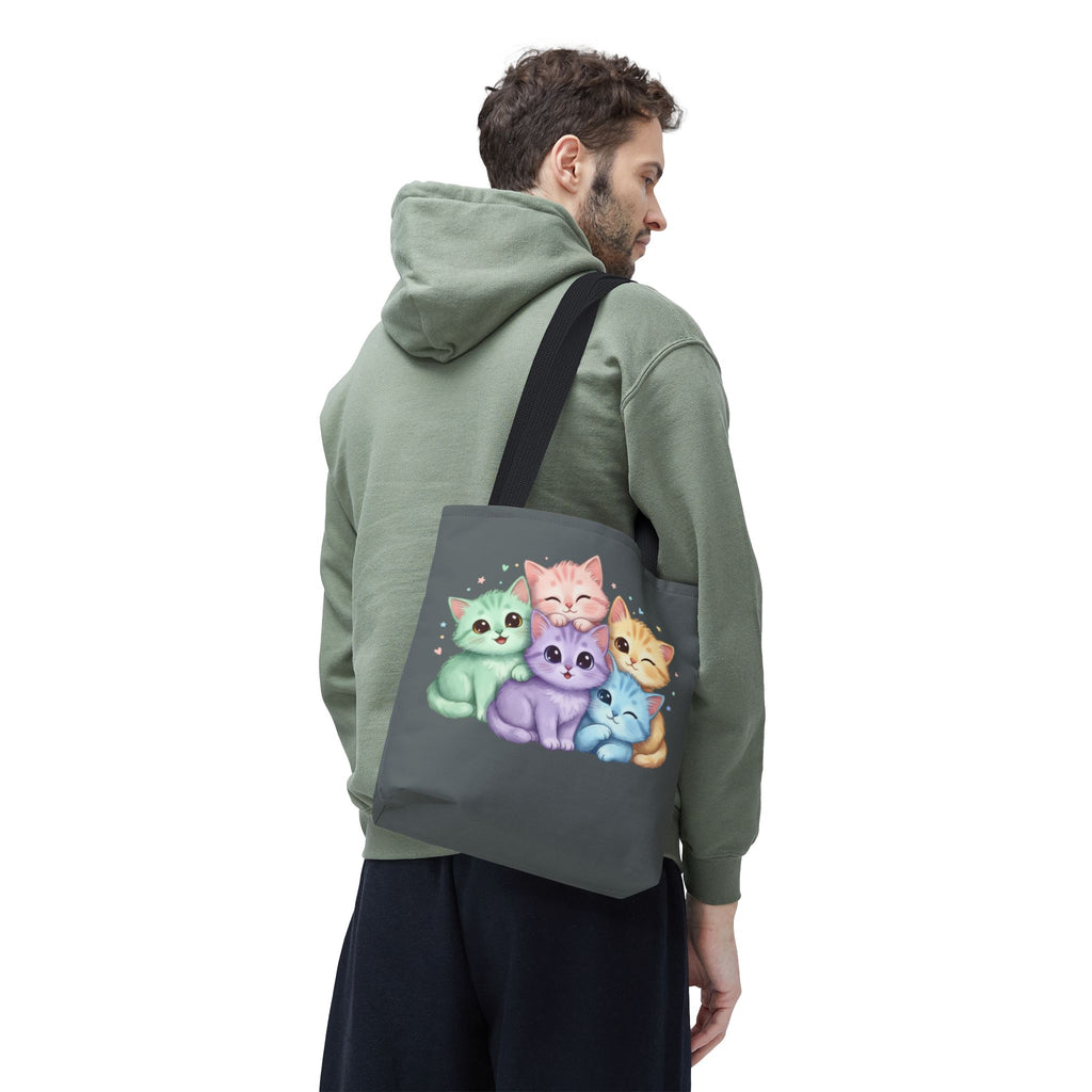 Pastel Rainbow Kittens Tote Bag – Cute Cat Lover Tote | Colorful Cat Market Bag