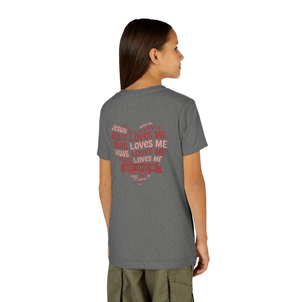 Jesus Loves Me Youth T-Shirt – Heart Word Cloud Christian Kids Tee | Faith Inspired Youth Shirt