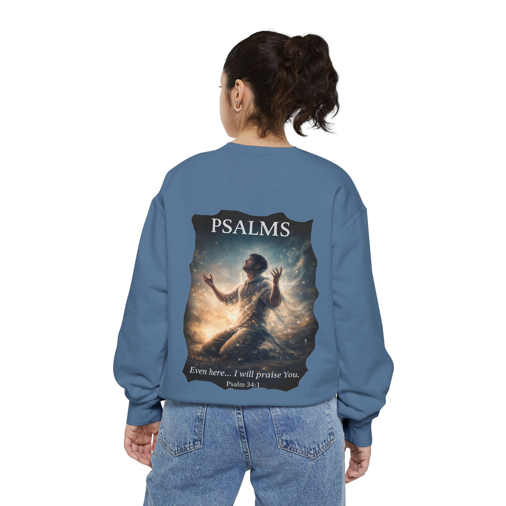 Psalm 34:1 Crewneck Sweatshirt | Inspirational Christian Graphic Sweatshirt | Faith Apparel