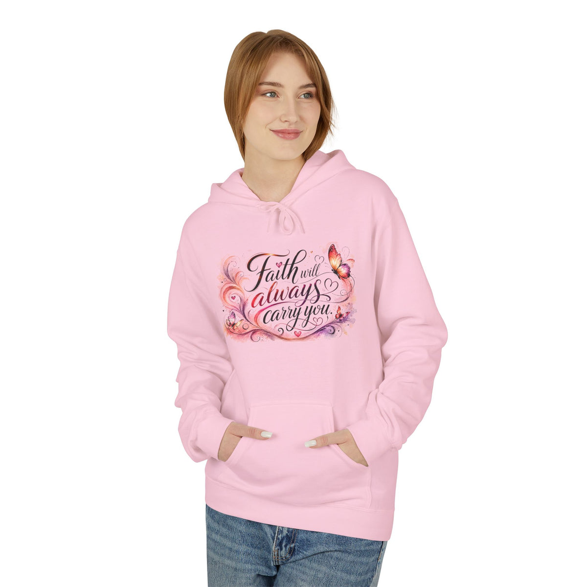 Faith Will Always Carry You Hoodie | Butterfly Christian Inspirational Pullover