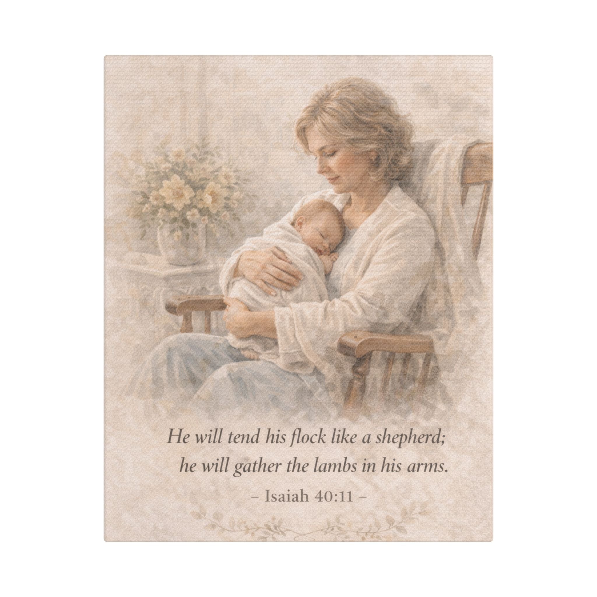 Grandmother and Granddaughter Satin Canvas Print — 3 John 1:4 Inspirational Wall Art