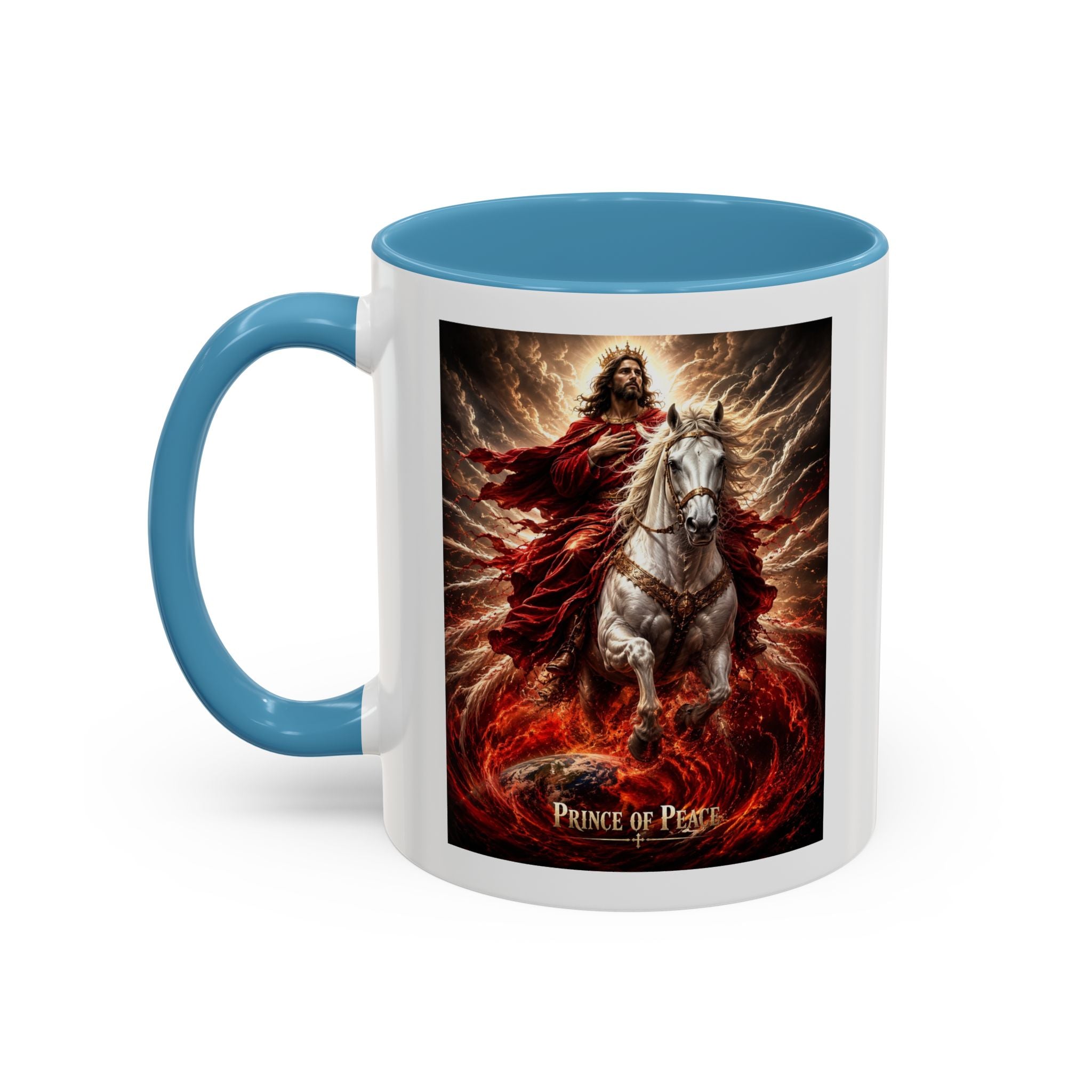 Prince of Peace Coffee Mug | Christian Jesus Rider Accent Mug | Inspirational Faith Gift