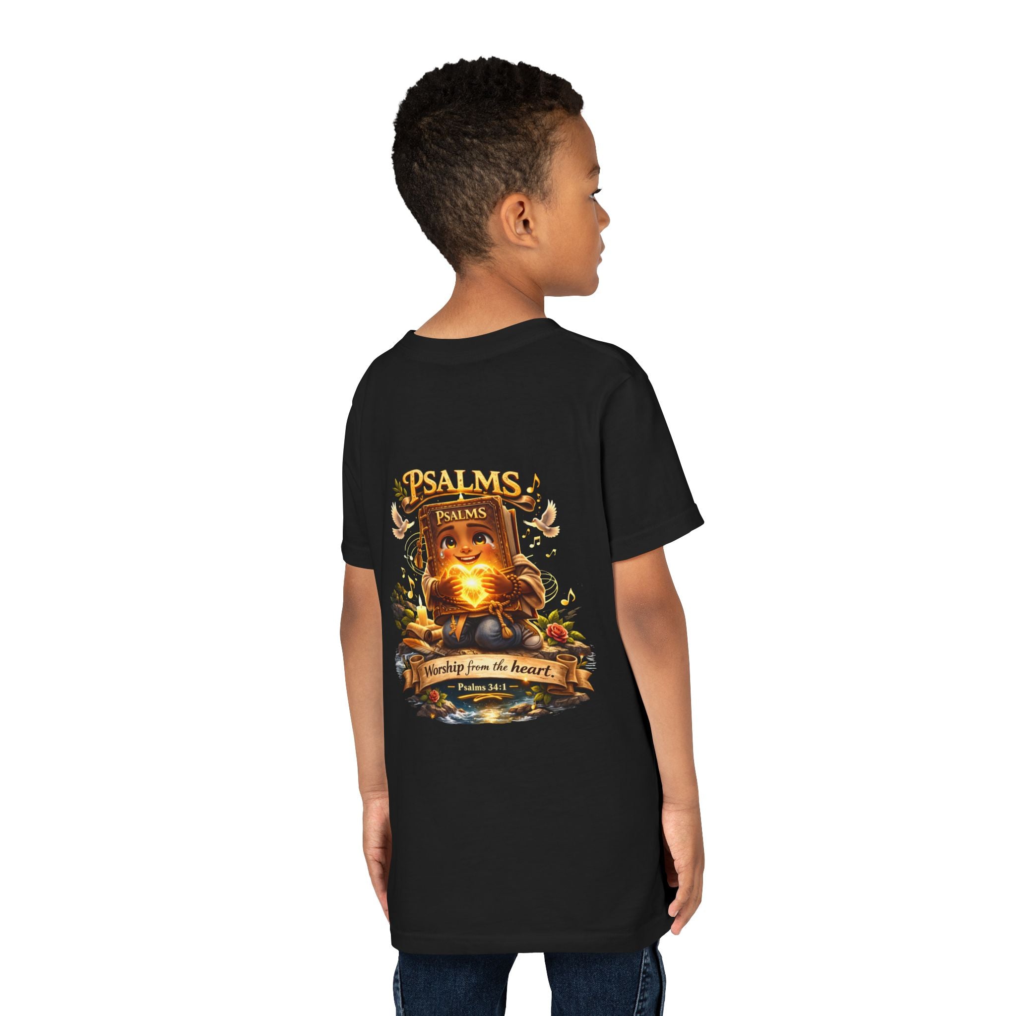 Praise Him Psalms 34:1 Youth T-Shirt | Christian Kids Faith Tee | Inspirational Youth Apparel