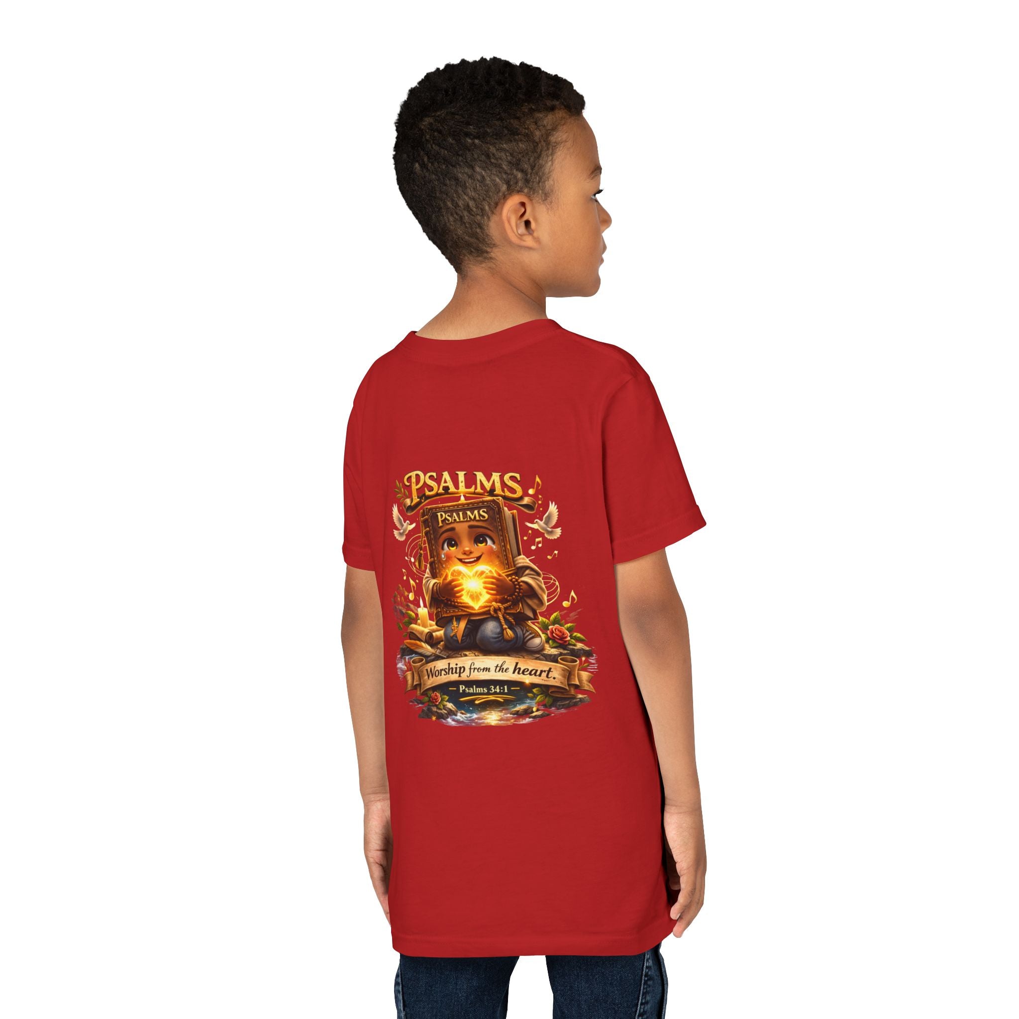 Praise Him Psalms 34:1 Youth T-Shirt | Christian Kids Faith Tee | Inspirational Youth Apparel