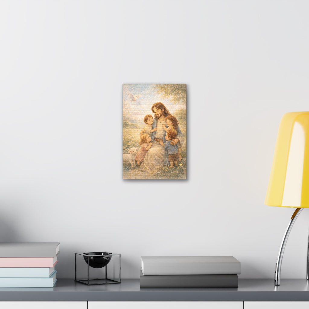 Held in 'His' Care Canvas — Jesus with Children (Matthew 19:14)