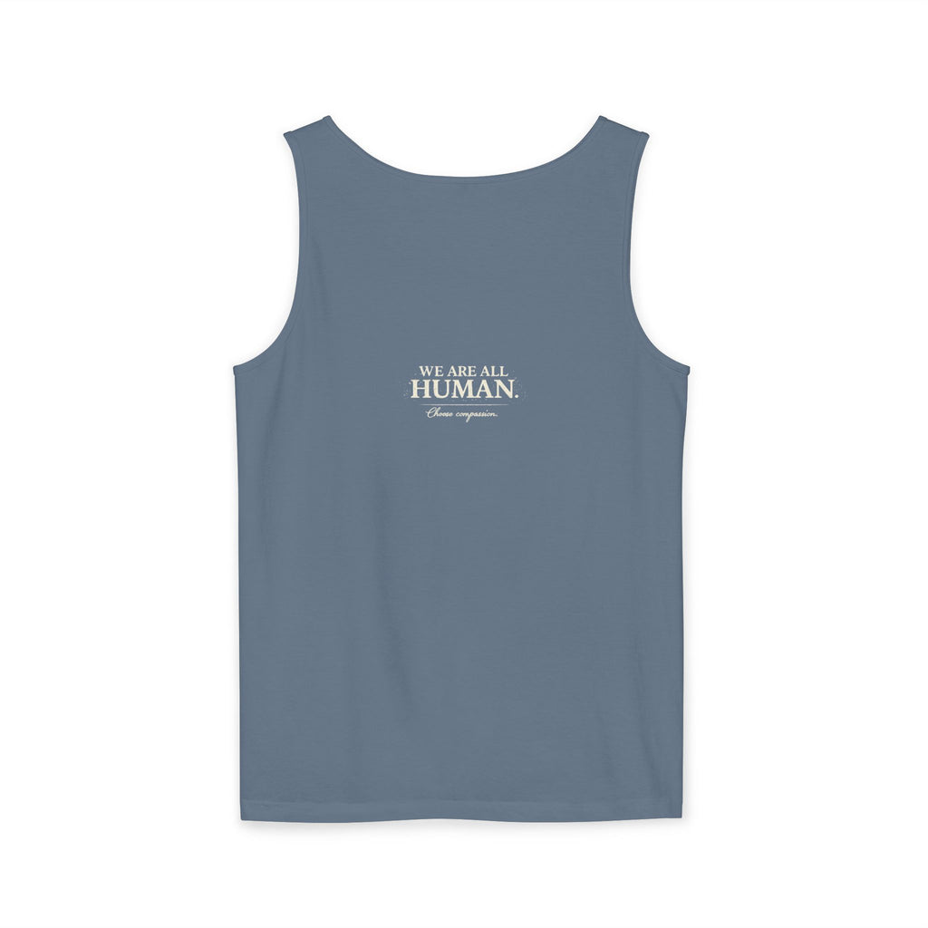 “Every Heart Beats the Same” Vintage Surf Tank Top – Garment-Dyed Coastal Unity Tank