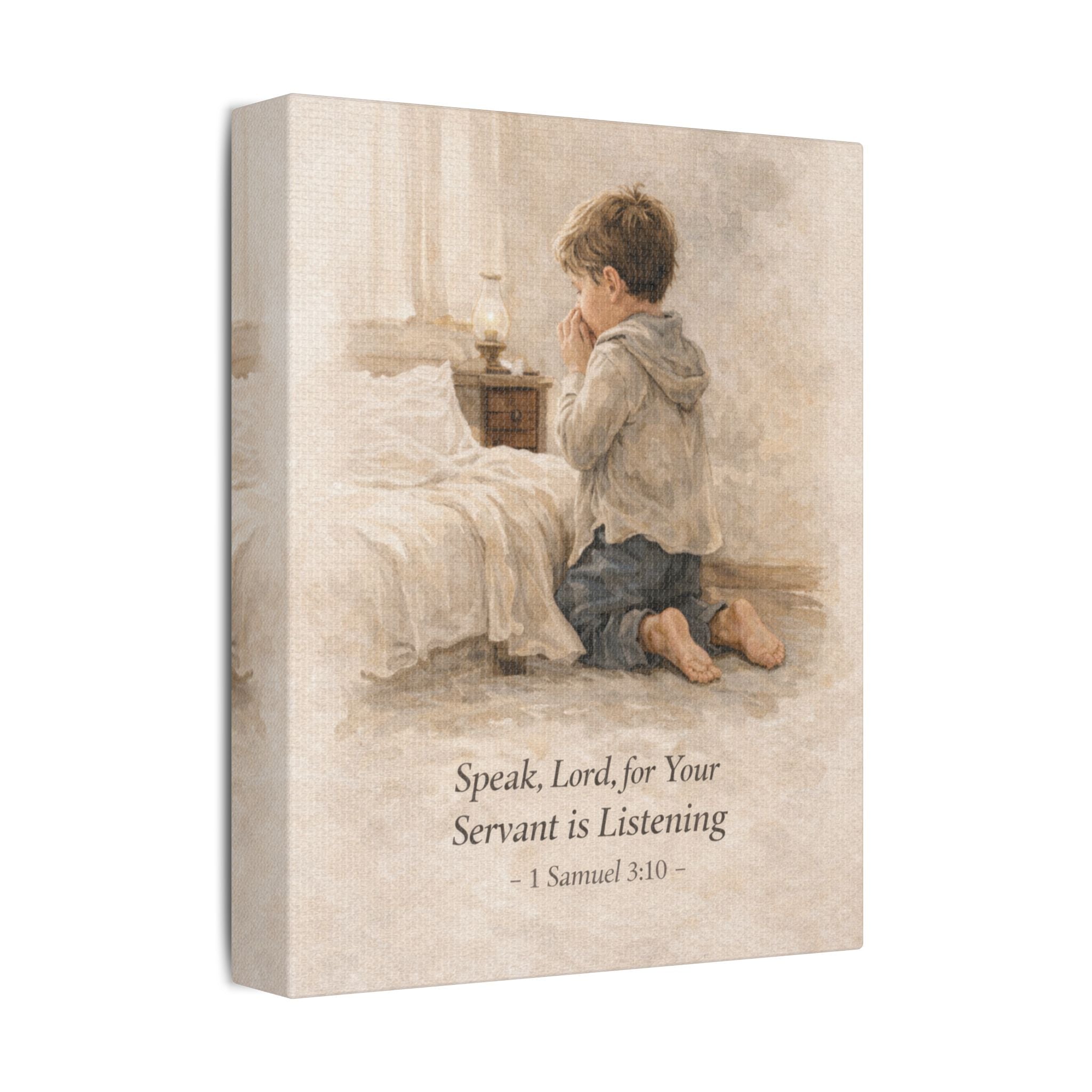Speak, Lord, For Your Servant Is Listening – Canvas Wall Art | Praying Boy