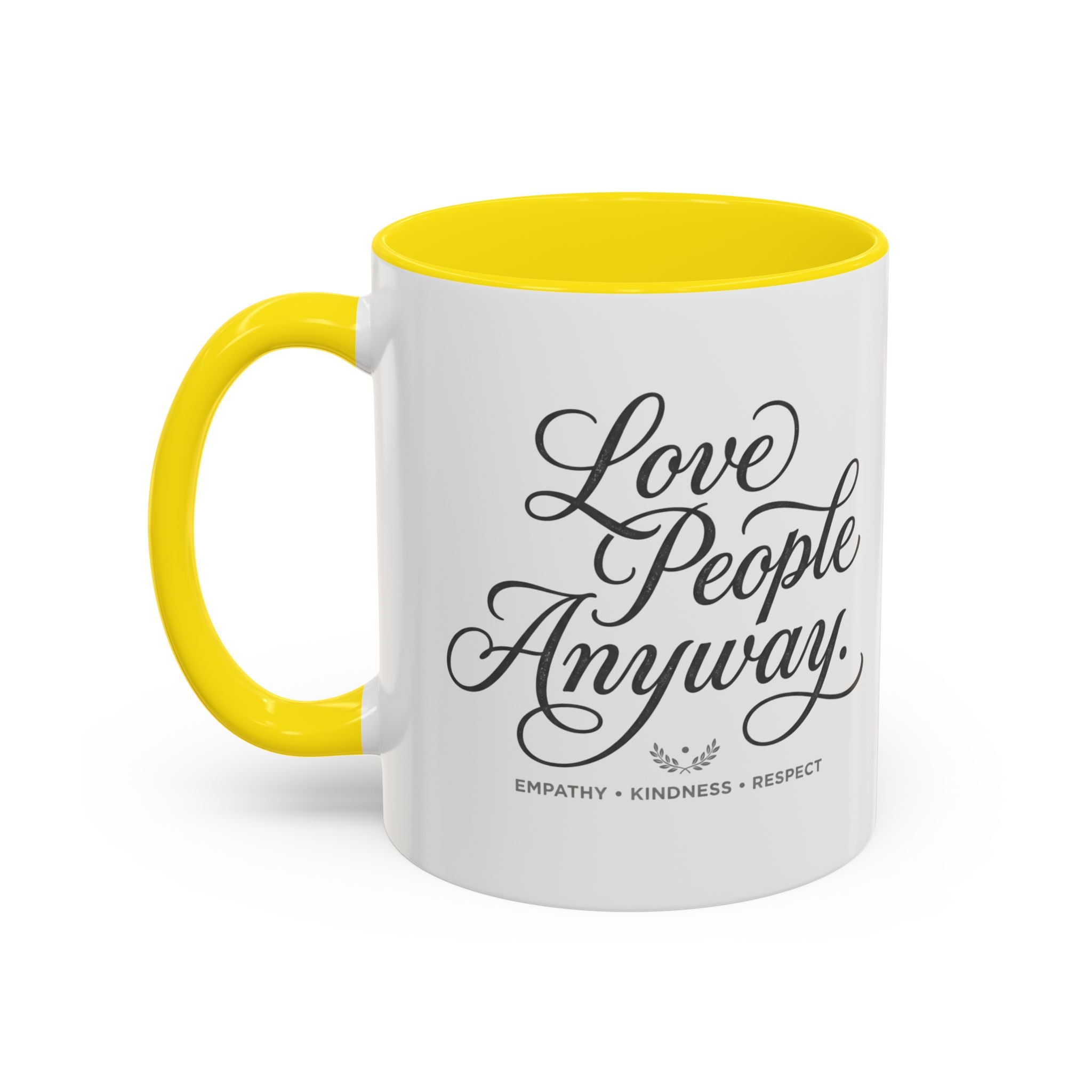 Love People Anyway Accent Coffee Mug | Inspirational Ceramic Mug | Faith Freedom Creations