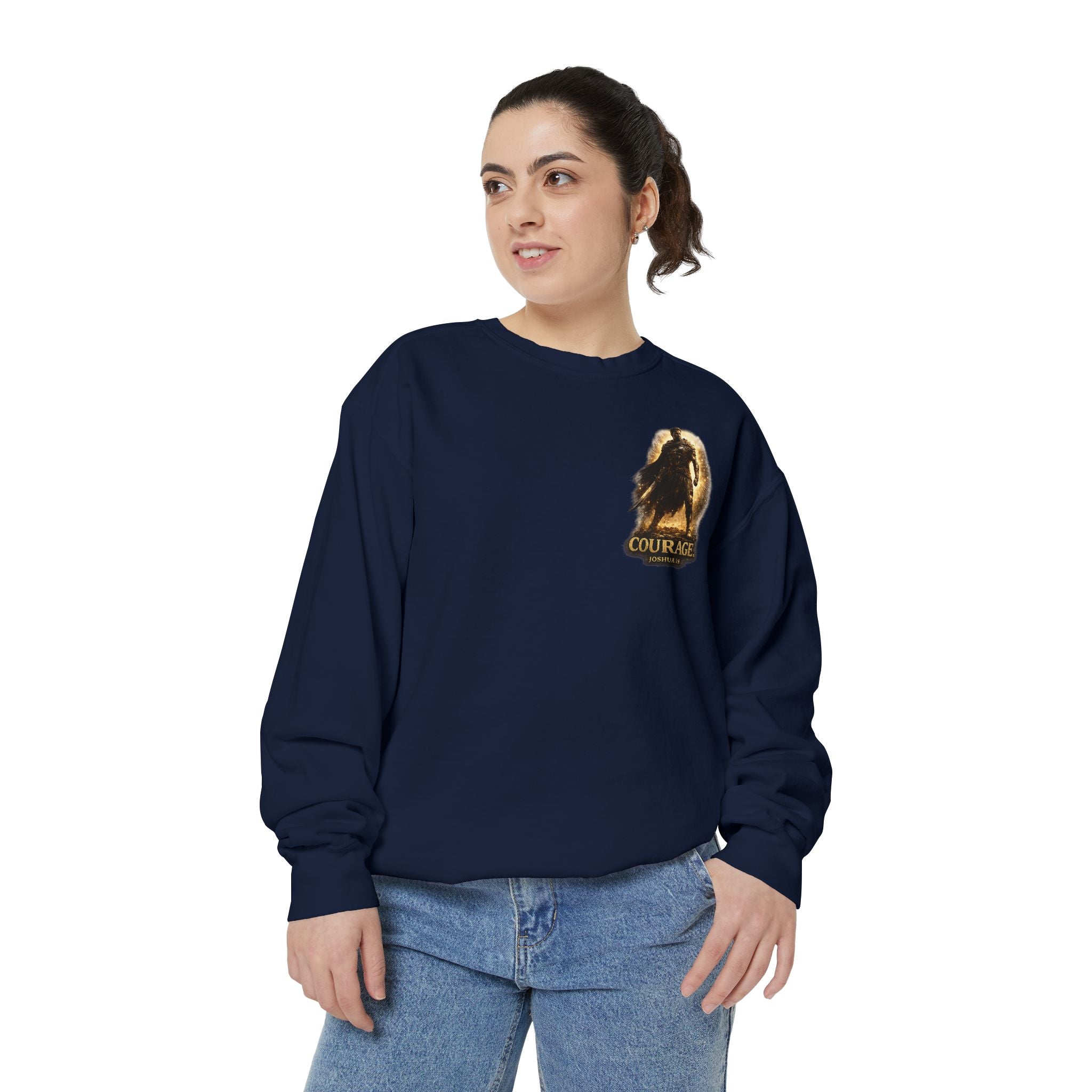 Joshua Courage Sweatshirt | Be Strong and Courageous Christian Crewneck | Inspirational Faith Apparel