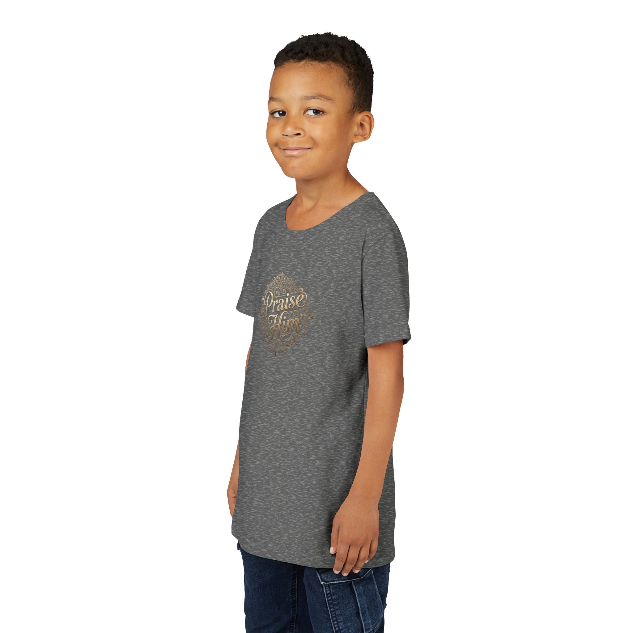 Praise Him Psalms 34:1 Youth T-Shirt | Christian Kids Faith Tee | Inspirational Youth Apparel