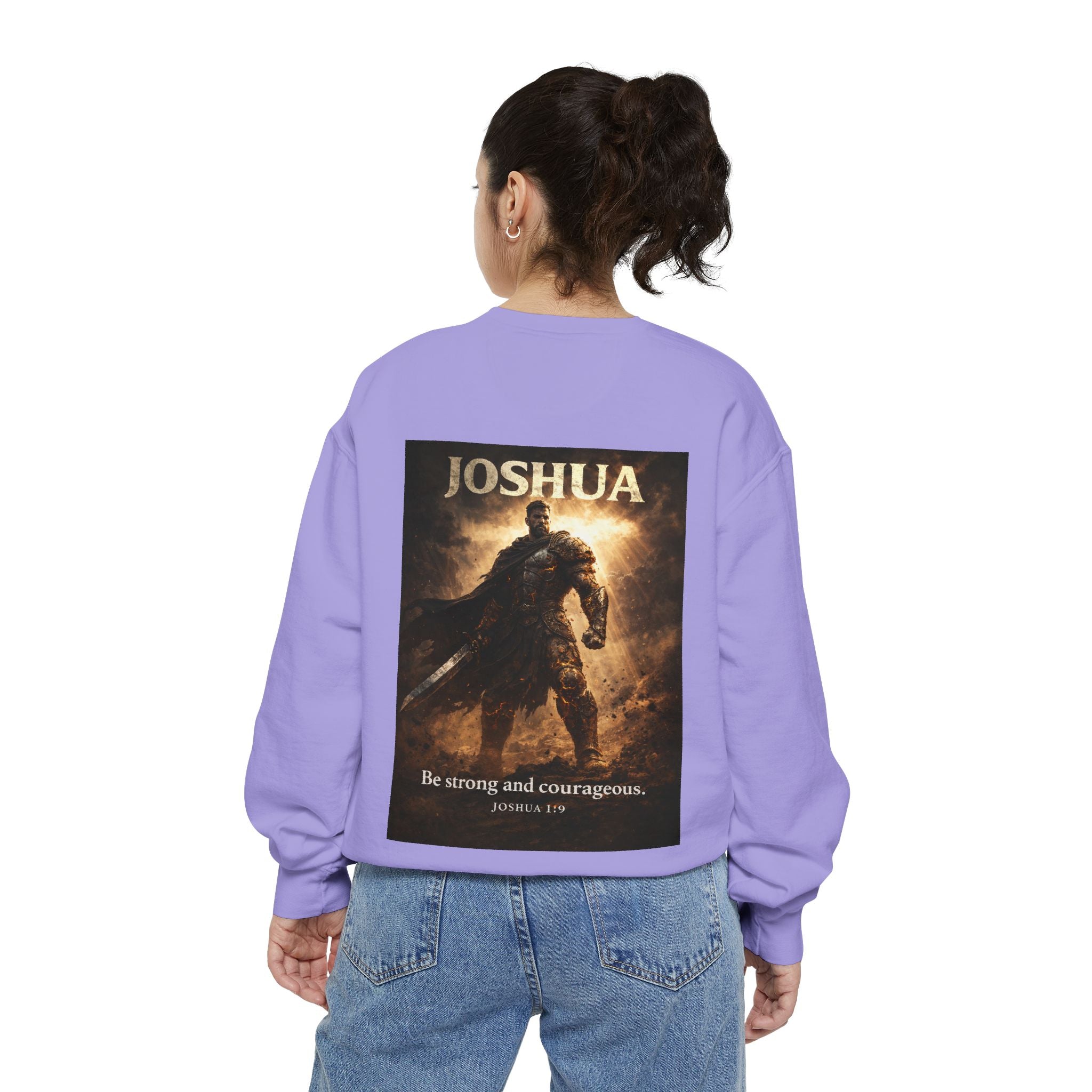 Joshua Courage Sweatshirt | Be Strong and Courageous Christian Crewneck | Inspirational Faith Apparel
