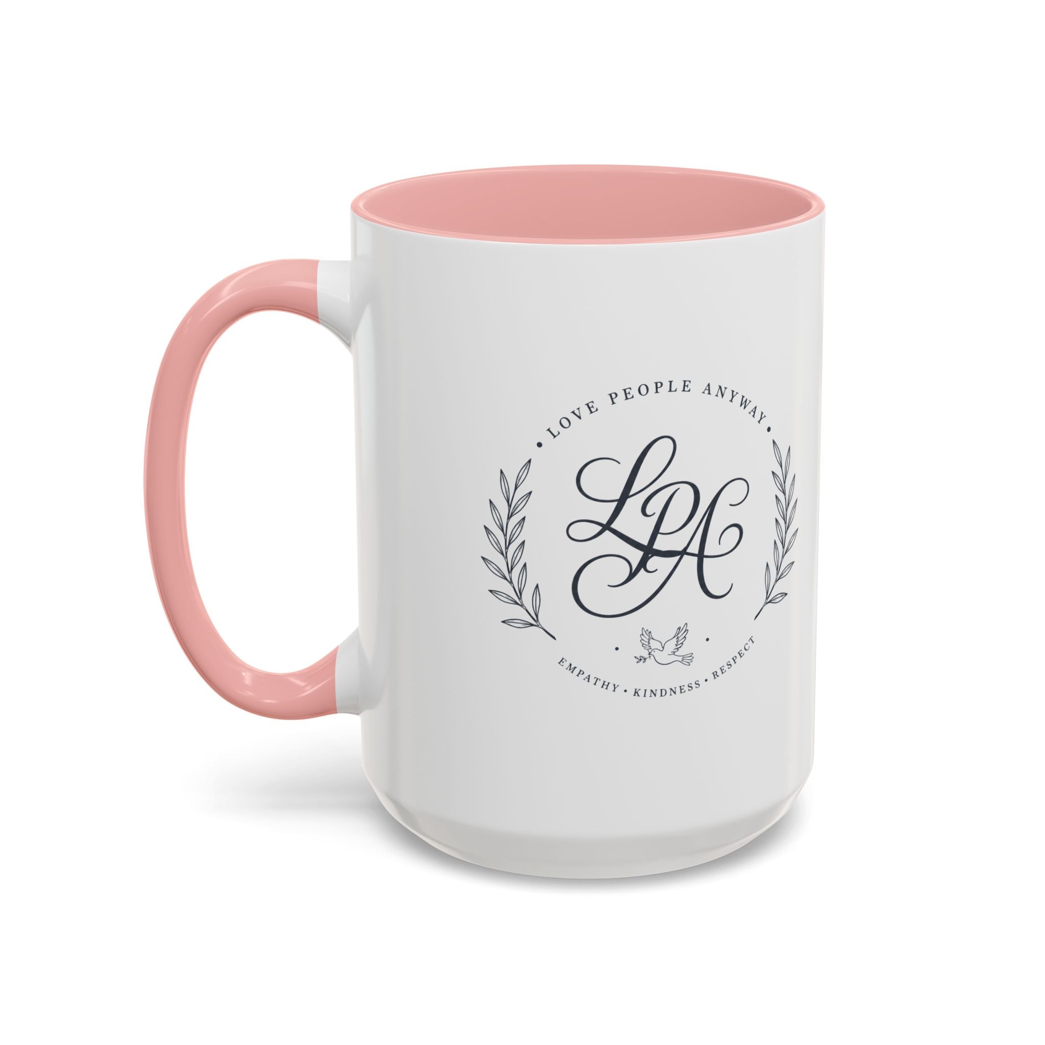 Love People Anyway Monogram Coffee Mug | Personalized Initial Crest Mug | Inspirational Gift