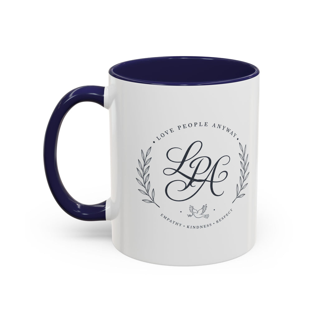 Love People Anyway Monogram Coffee Mug | Personalized Initial Crest Mug | Inspirational Gift
